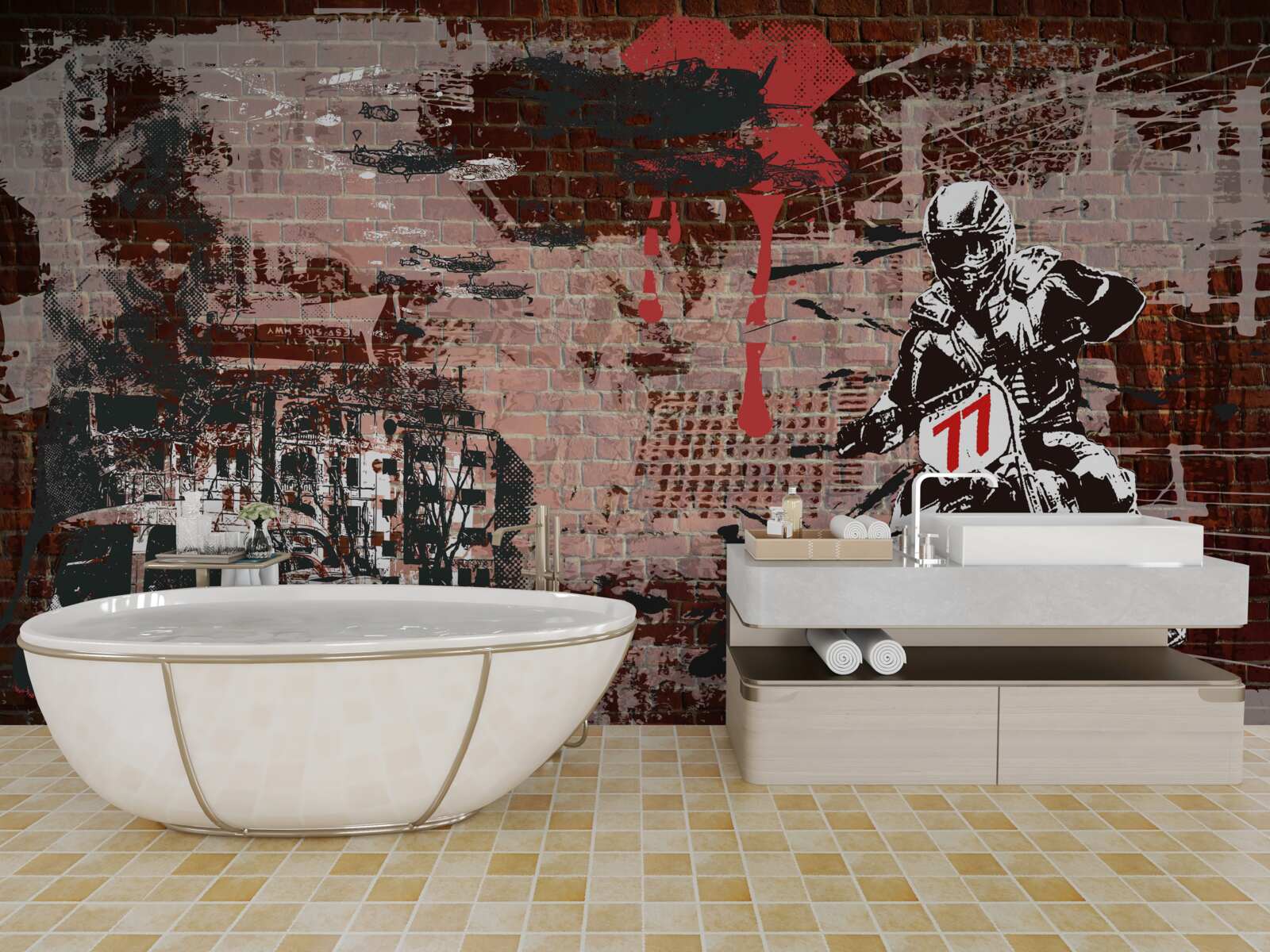 Fototapet biciclist pe o motocicletă