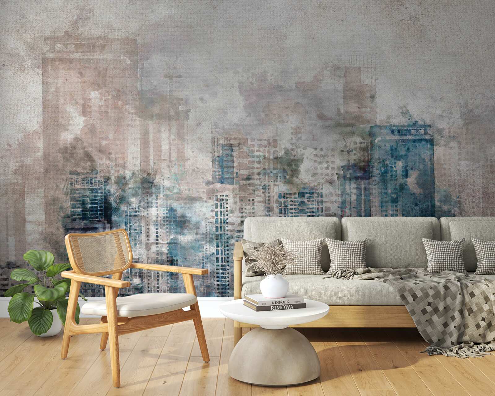 Fototapet străzile în ceață ale unui mare oraș modern