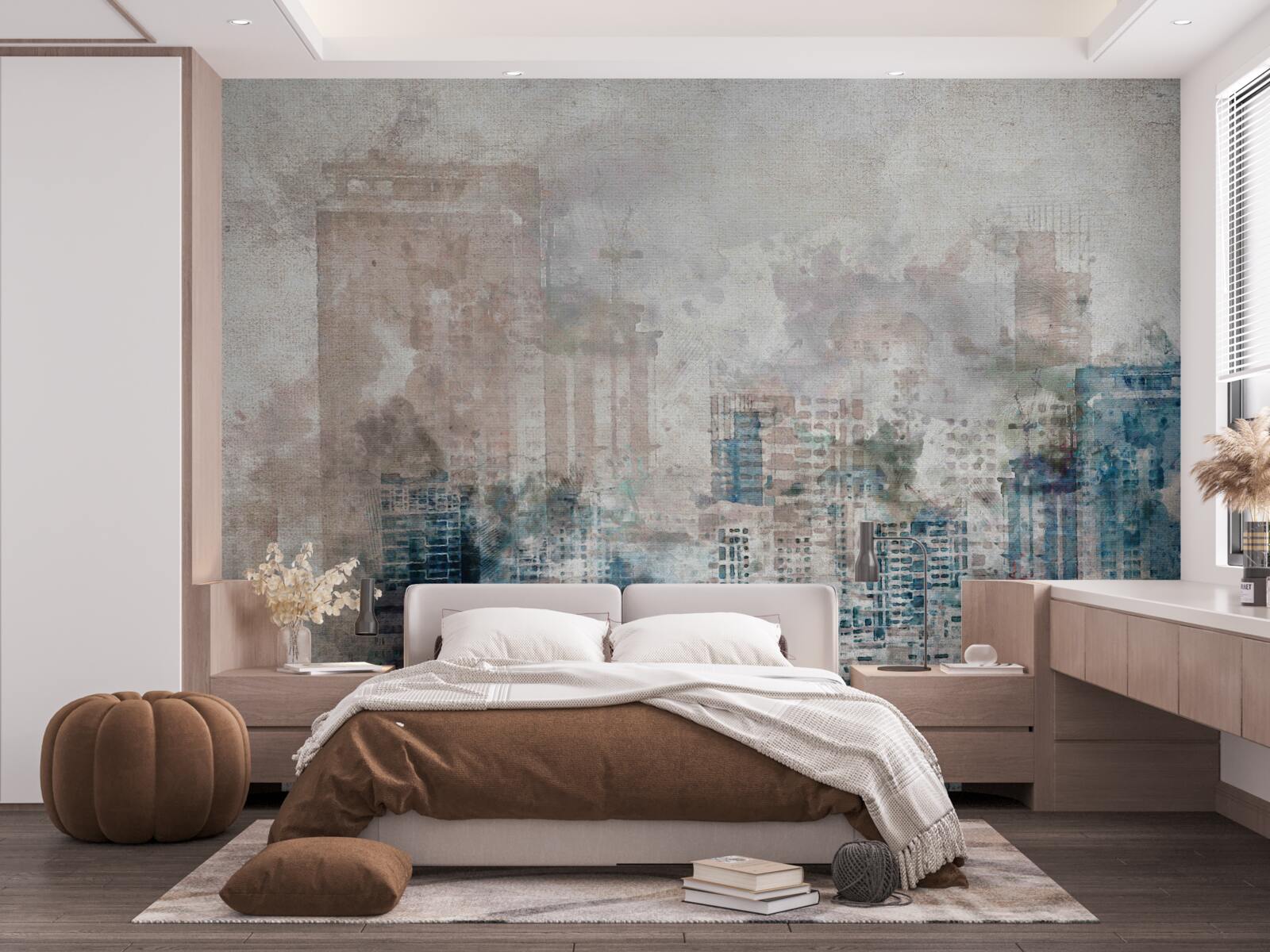 Fototapet străzile în ceață ale unui mare oraș modern