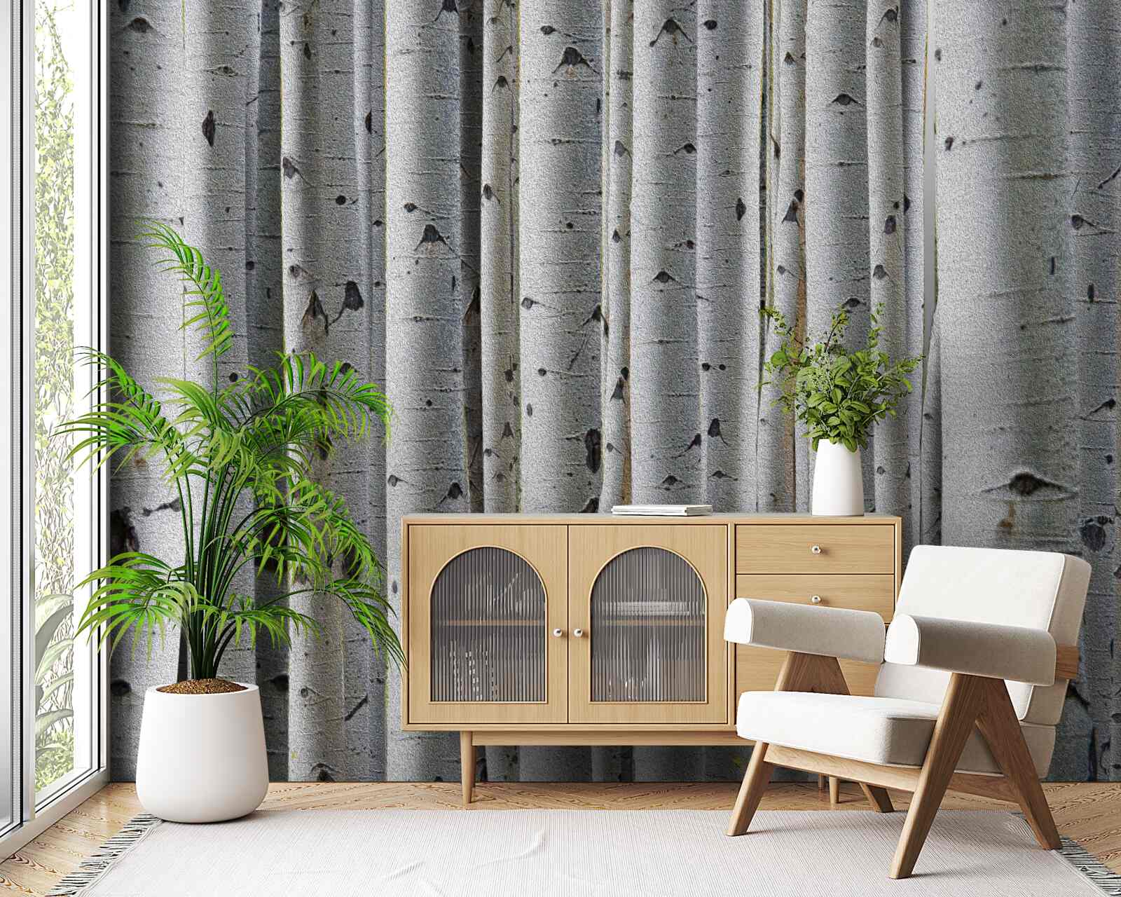 Fototapet pădure de mesteceni