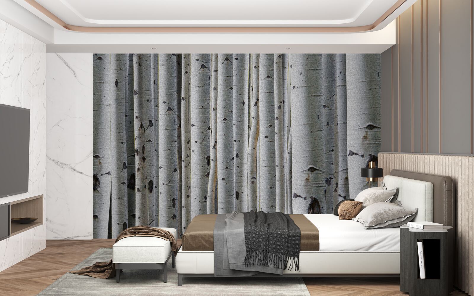 Fototapet pădure de mesteceni