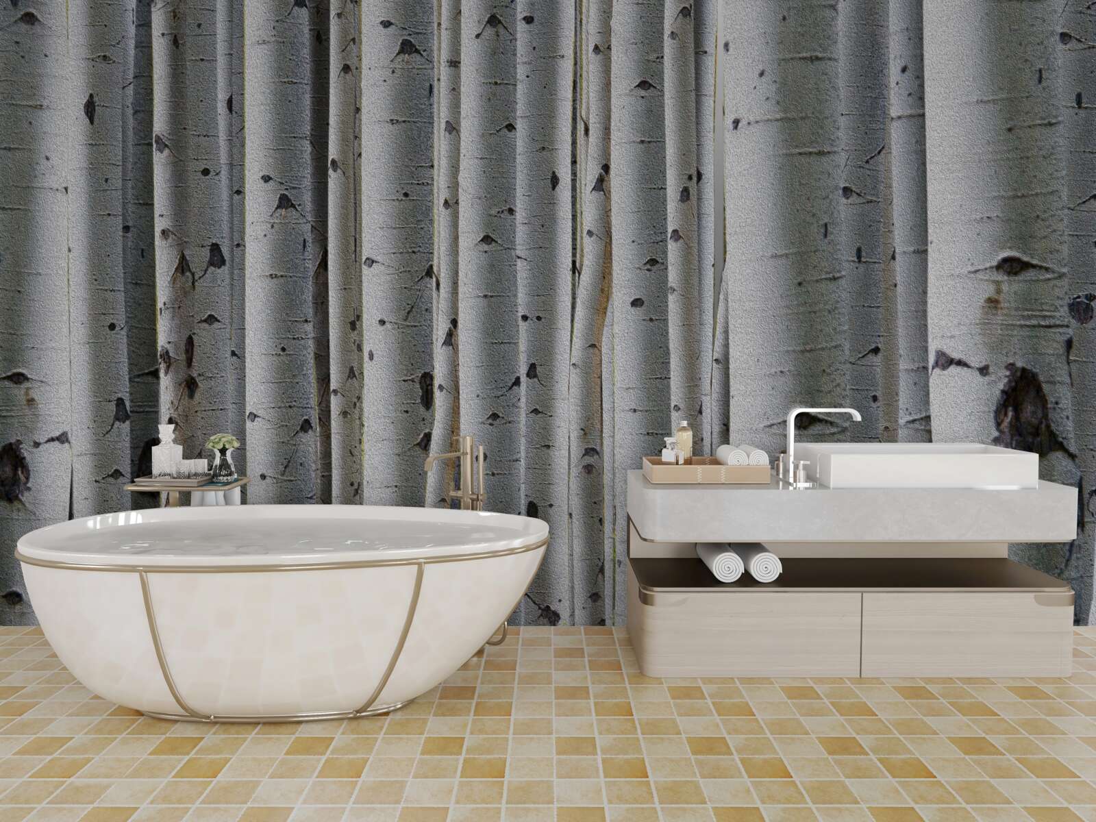 Fototapet pădure de mesteceni