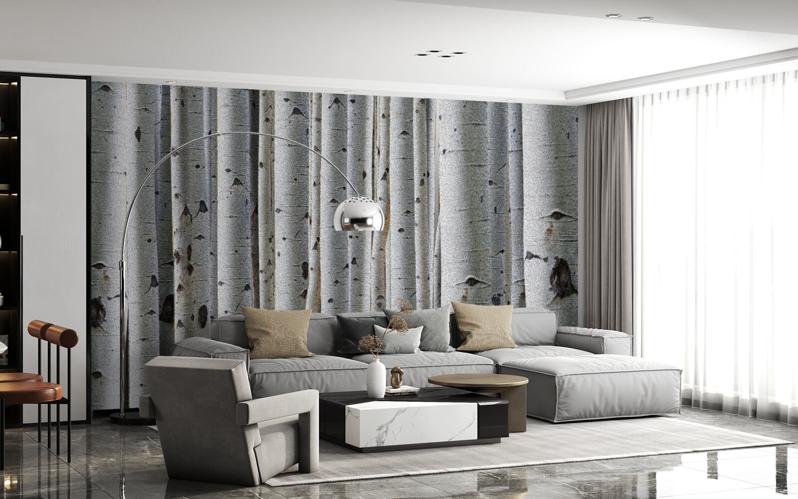 Fototapet pădure de mesteceni