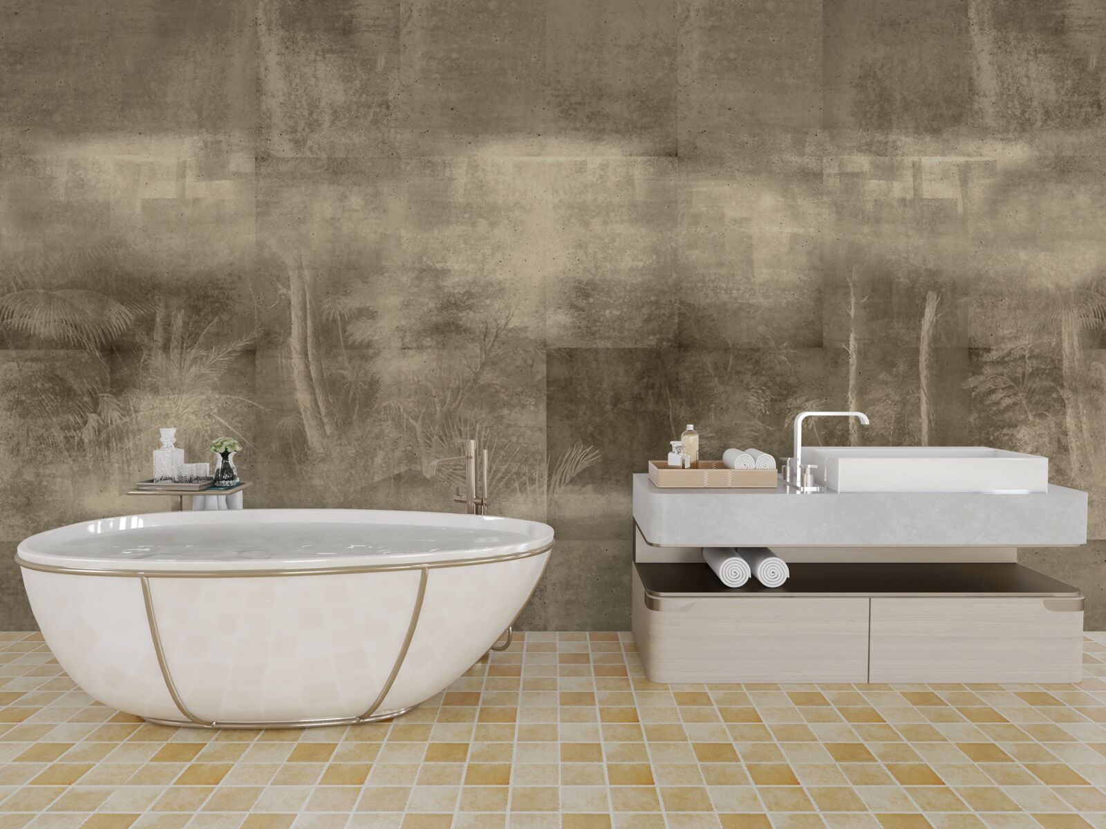 Fototapet ploaie nocturnă în tonuri sepia