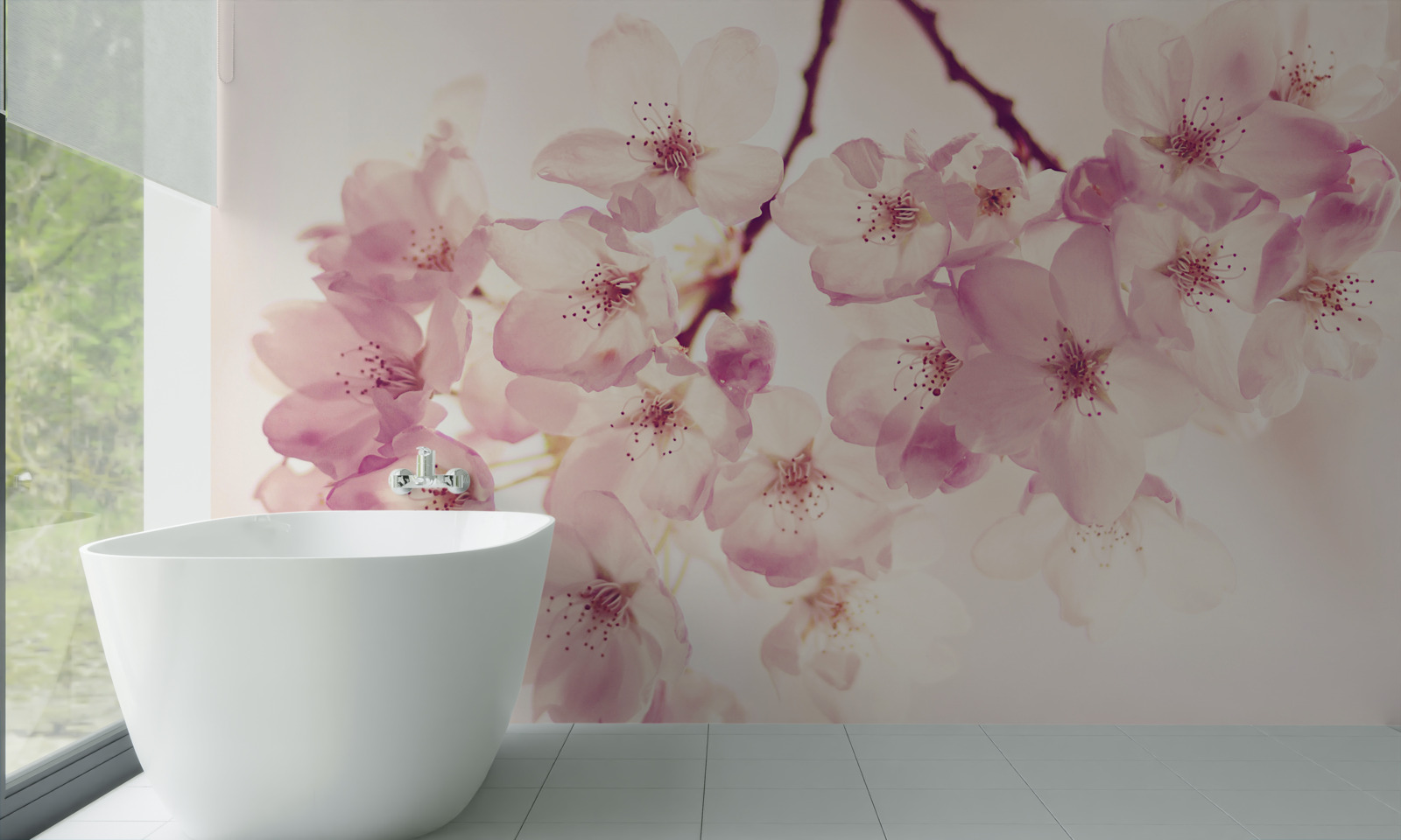 Fototapet flori de cireș sălbatic, pline de delicatețe