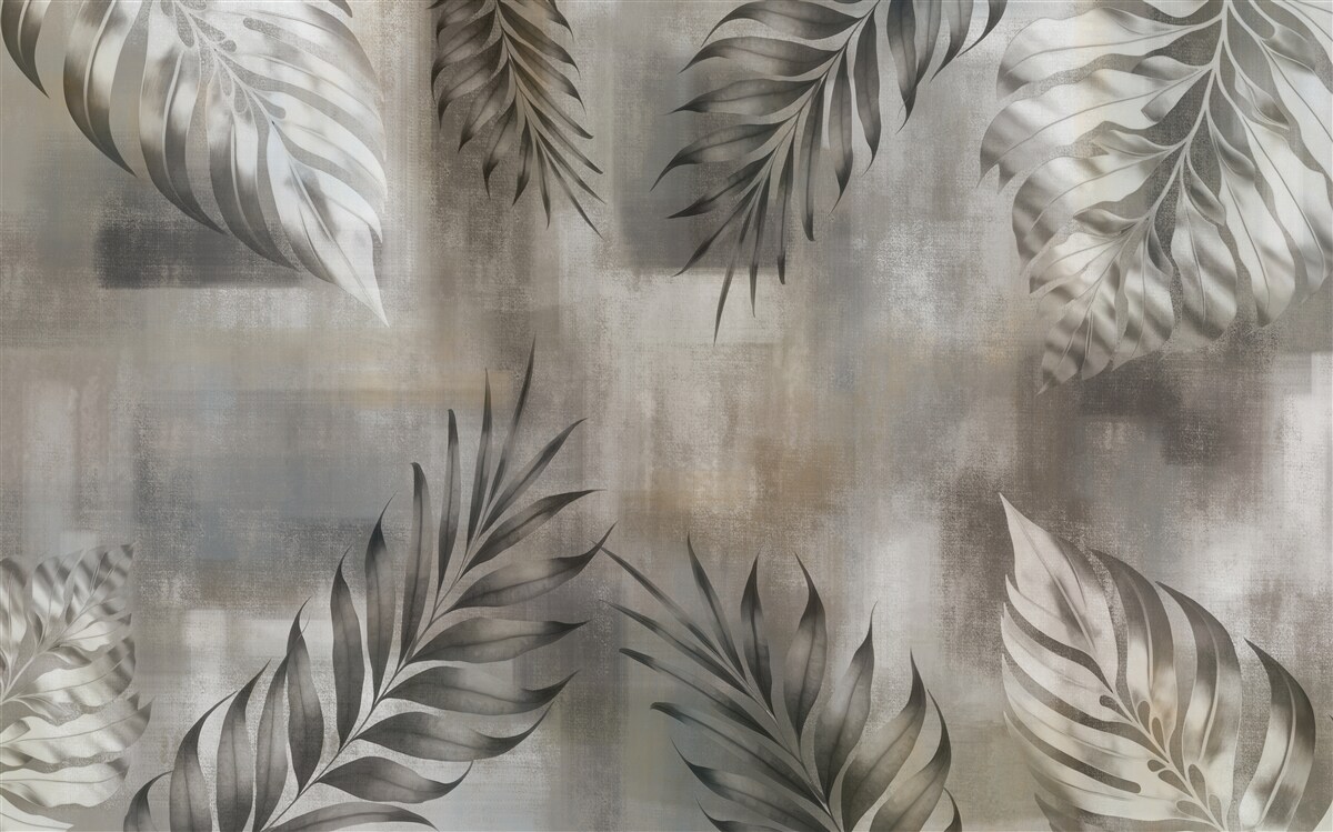 Fototapet frunze de monstera în alb și negru