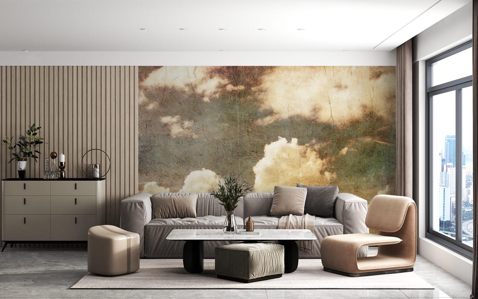 Fototapet nori plini de ploaie de toamnă