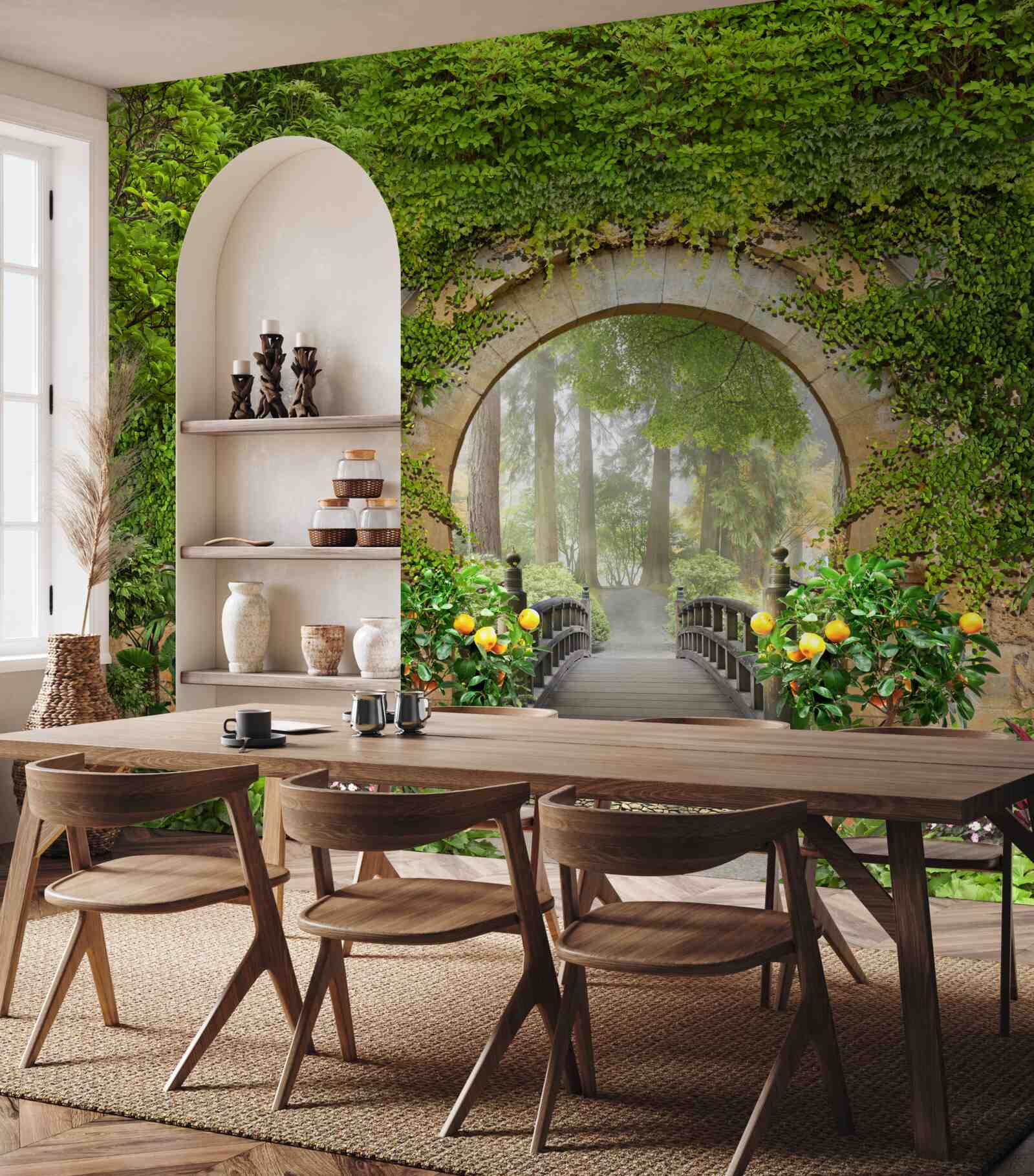 Fototapet arc verde crescut în pădure