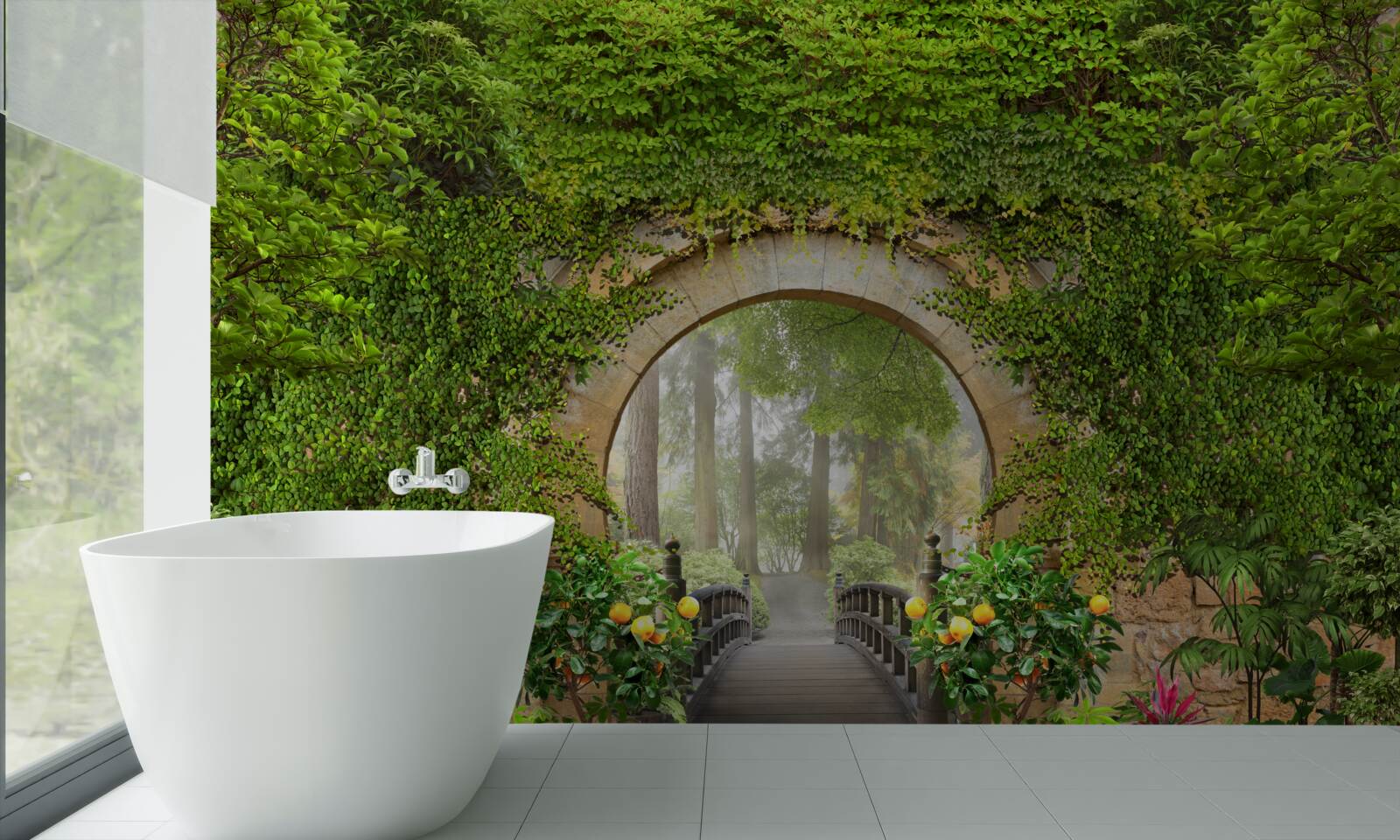 Fototapet arc verde crescut în pădure