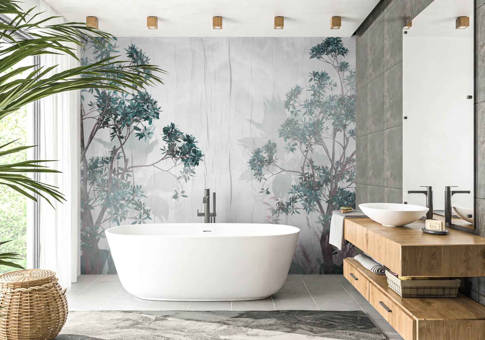 Fototapet pădurea este învăluită în vreme ploioasă