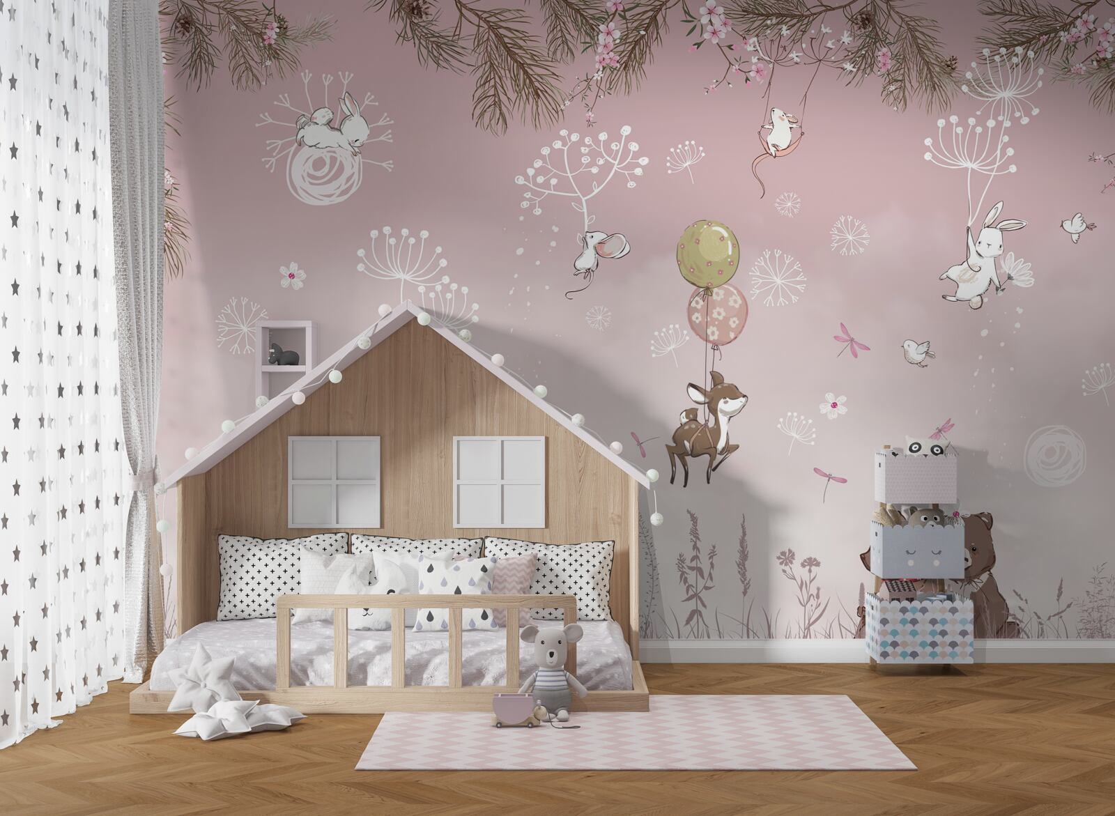 Fototapet doi urși printre iarbă