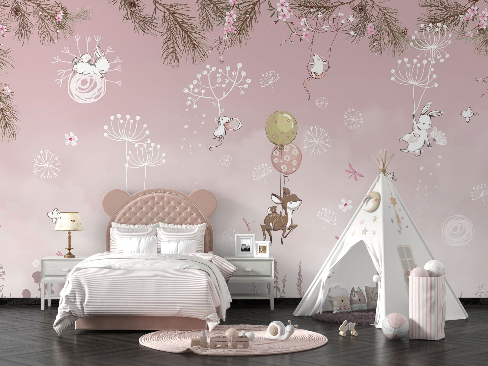 Fototapet doi urși printre iarbă