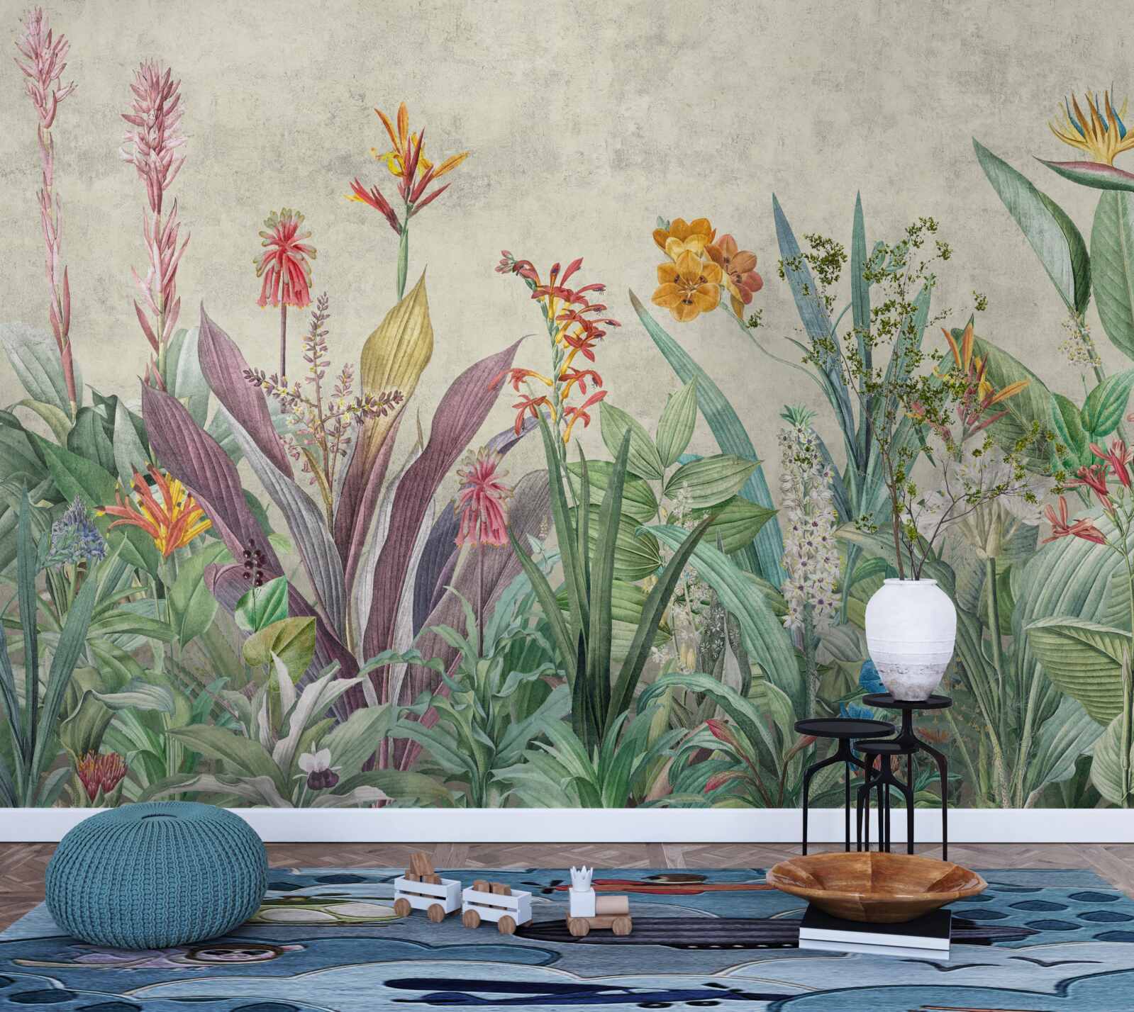 Fototapet verde tropical cu flori