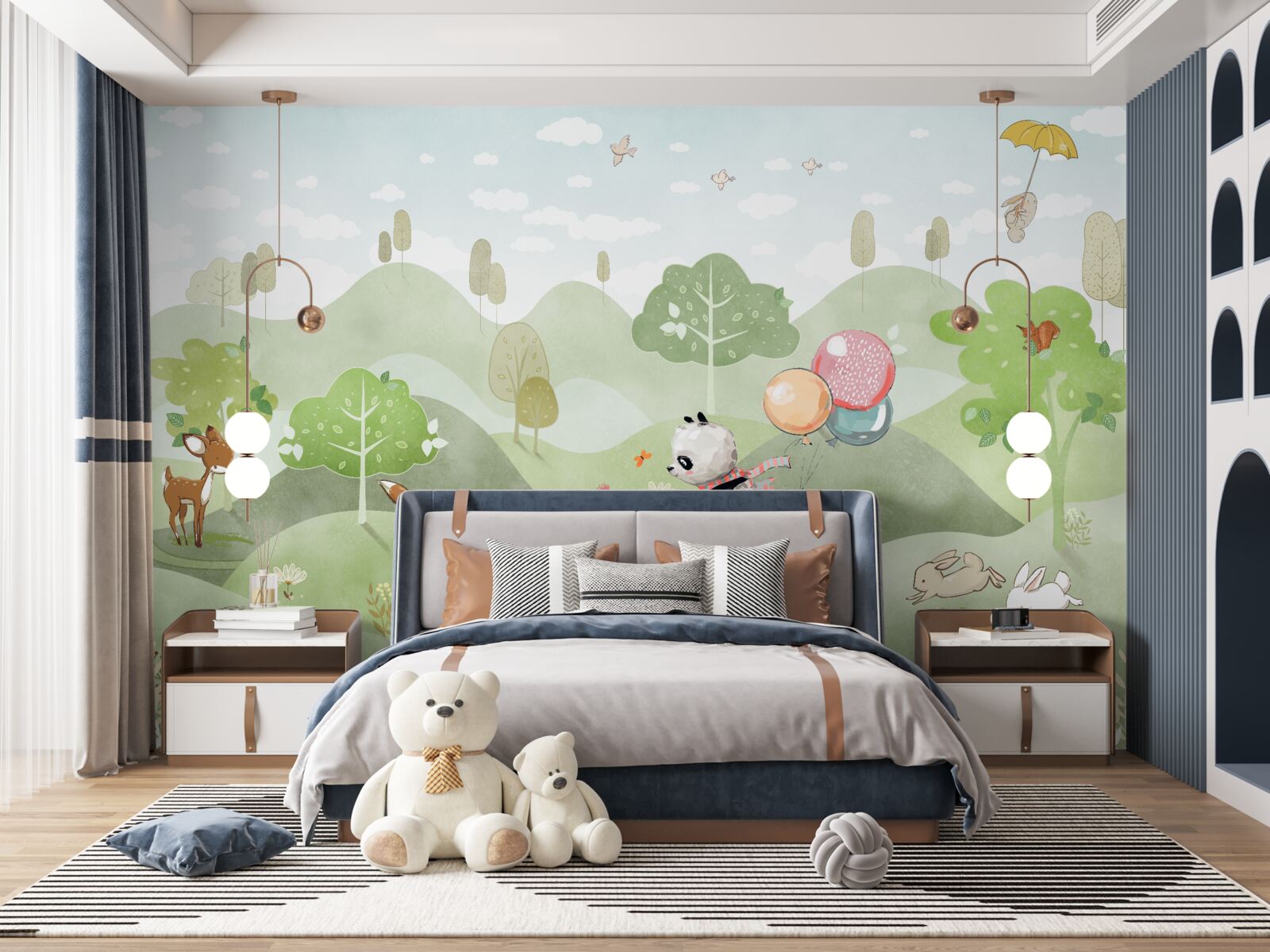 Fototapet bicicleta pe care călărește panda