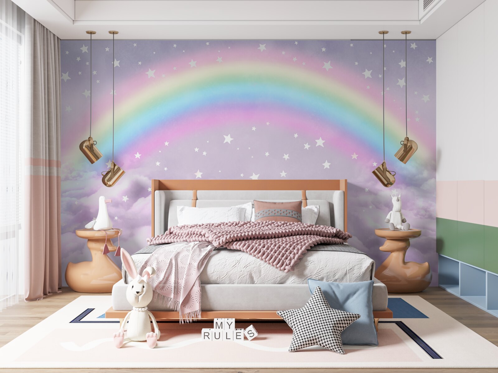 Fototapet nori sub curcubeu