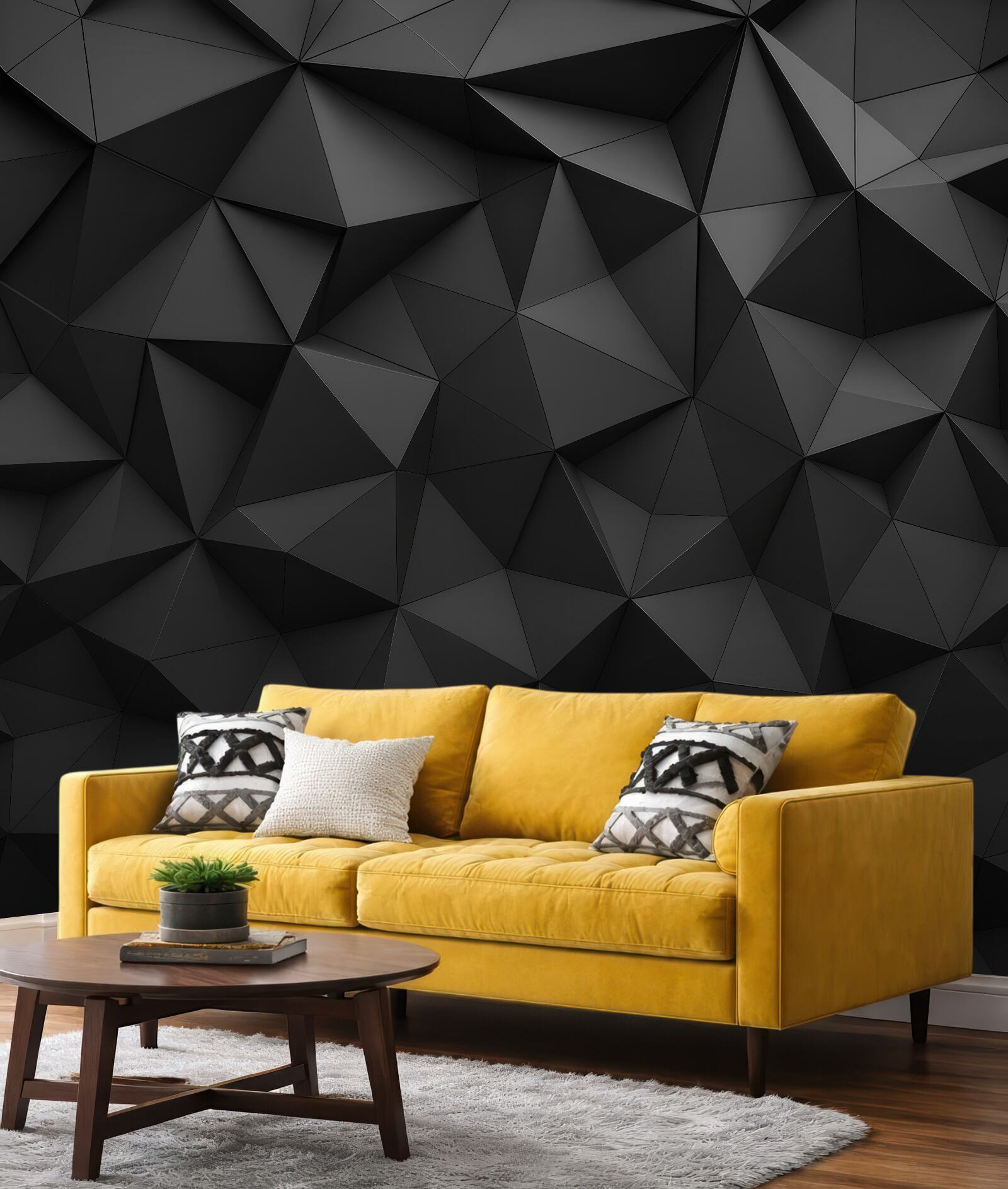 Fototapeta czarne geometryczne trójwymiarowe faktury