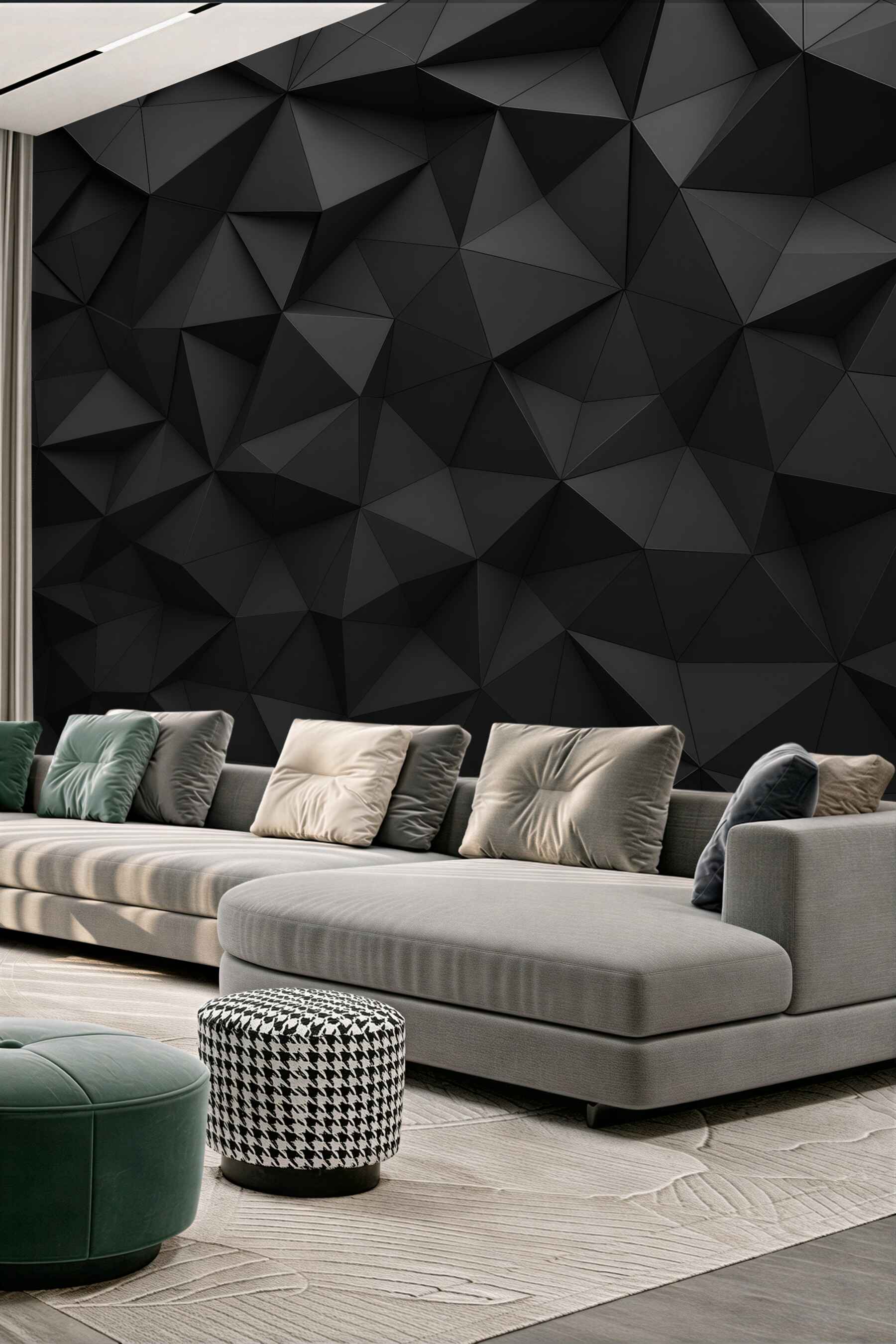 Fototapeta czarne geometryczne trójwymiarowe faktury