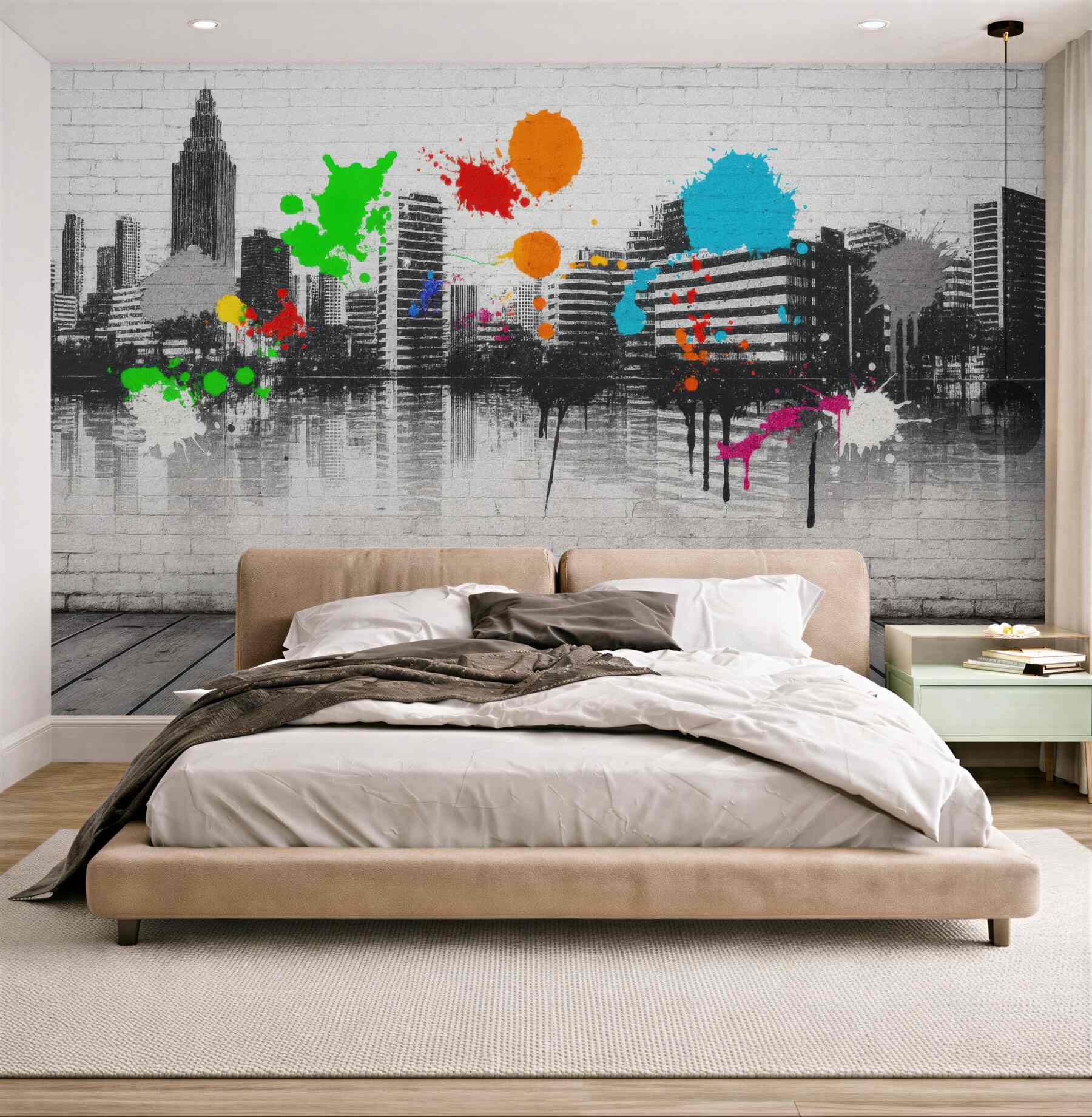 Fototapeta miejskie graffiti z kolorowym rozmachem