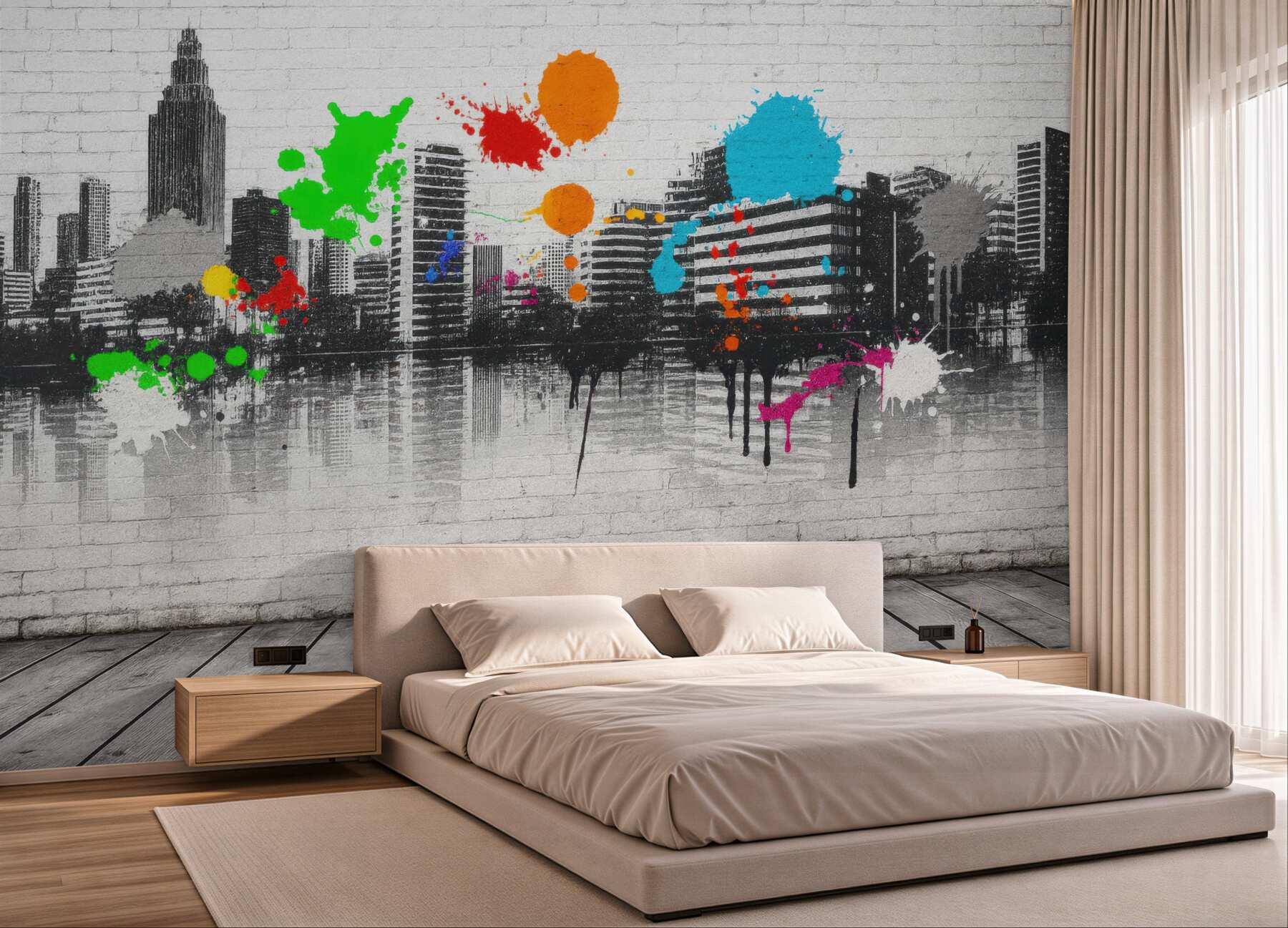 Fototapeta miejskie graffiti z kolorowym rozmachem