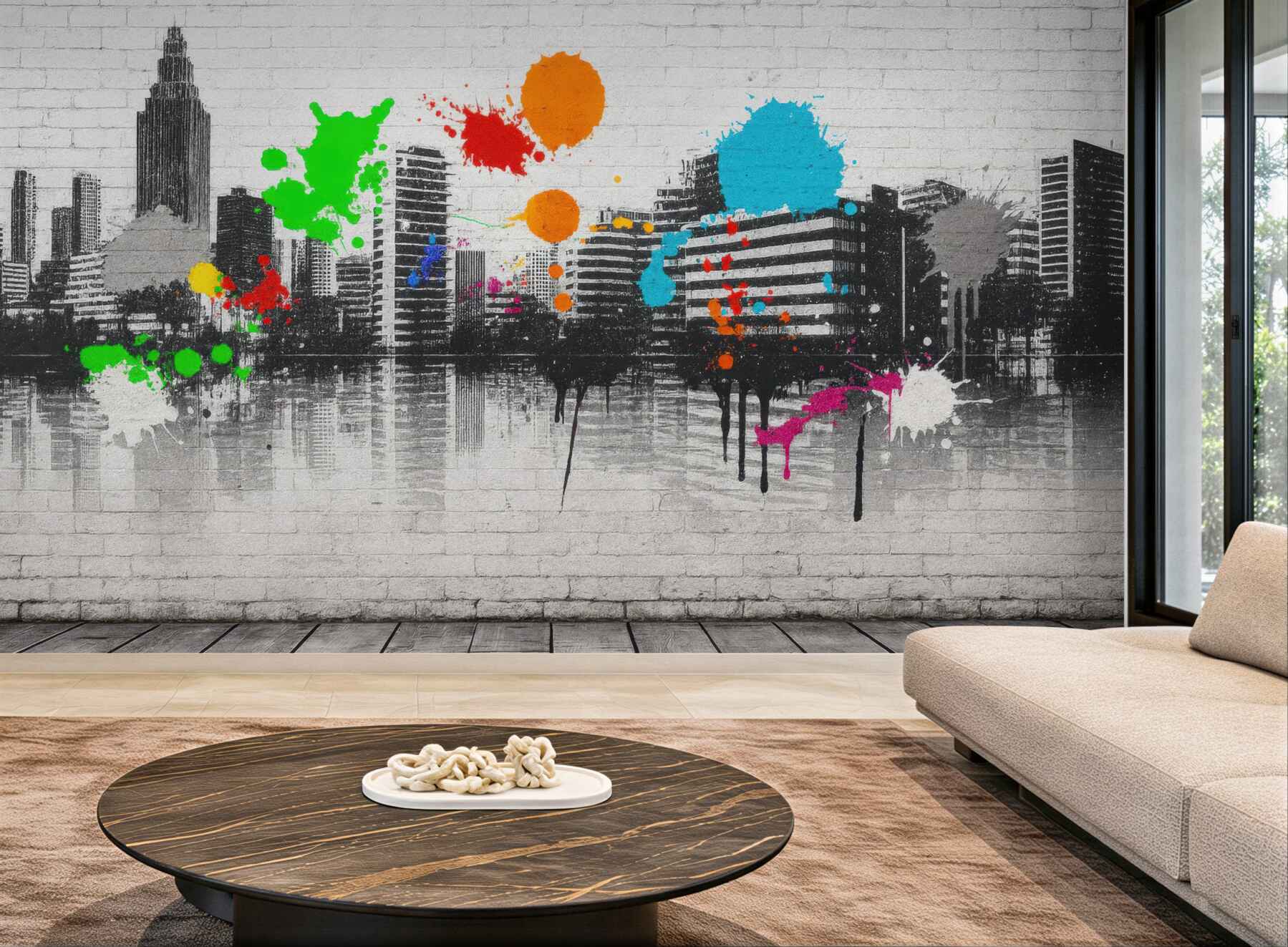 Fototapeta miejskie graffiti z kolorowym rozmachem