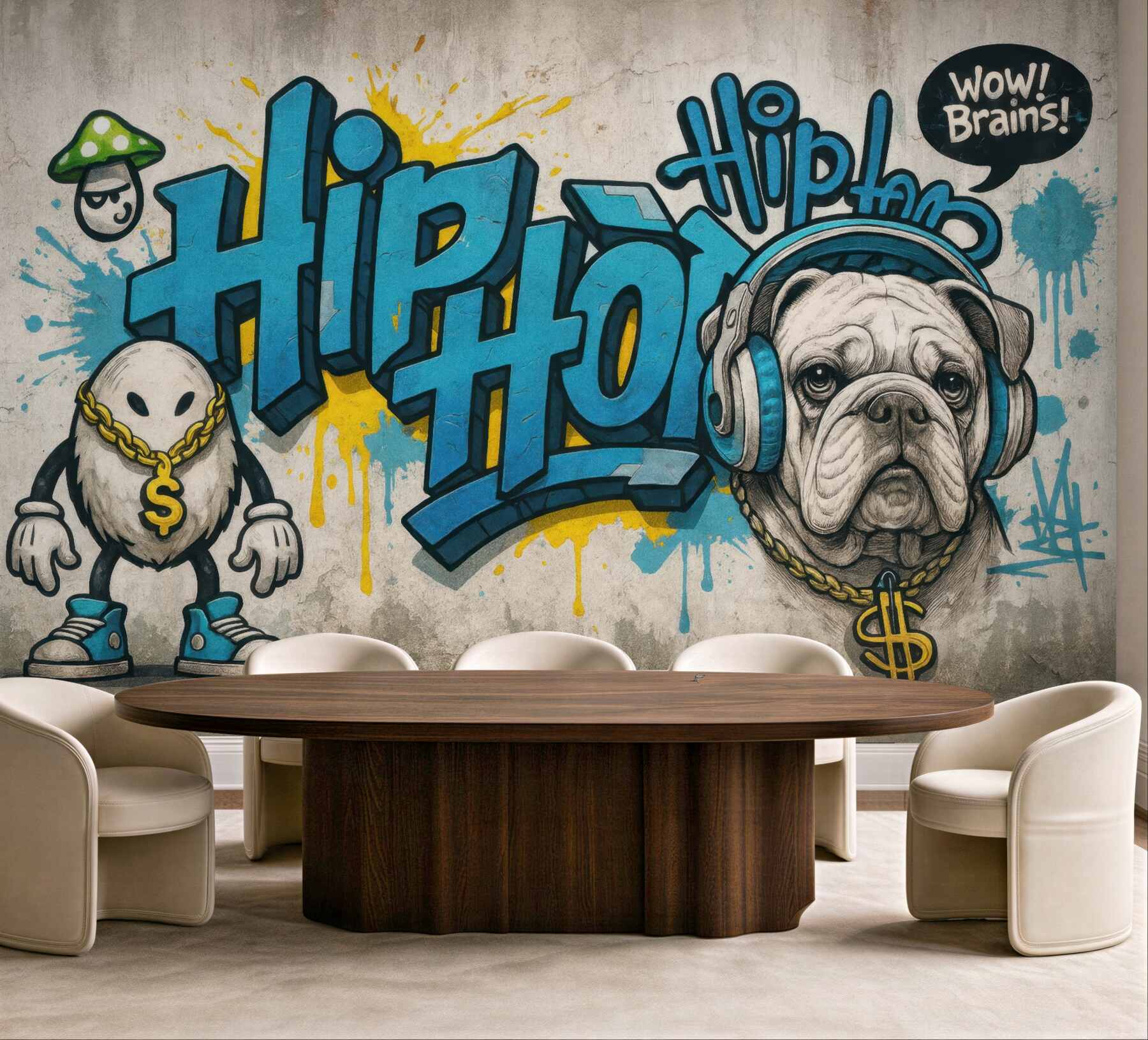 Fototapeta hiphopowy buldog w miejskim graffiti