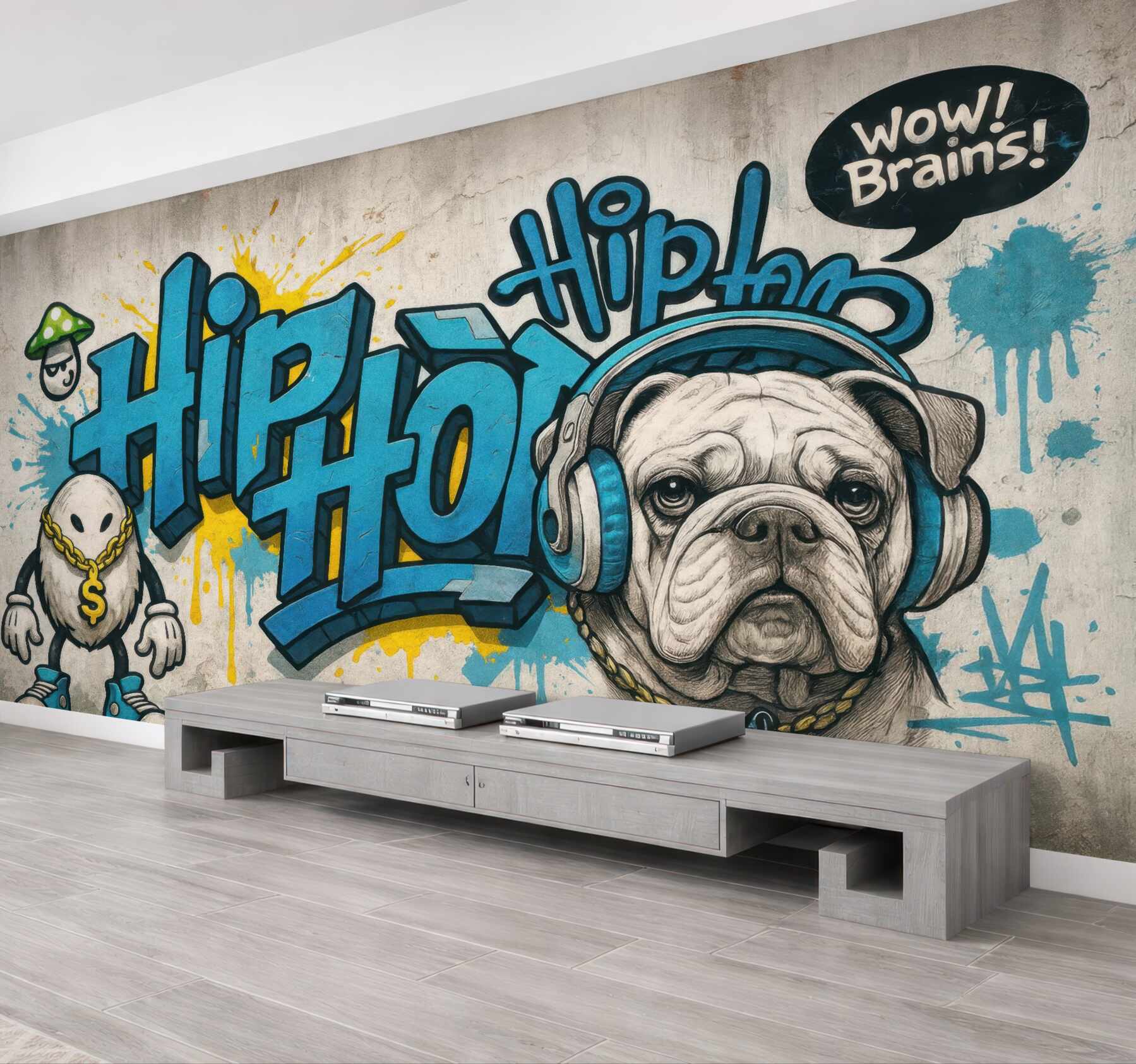 Fototapeta hiphopowy buldog w miejskim graffiti