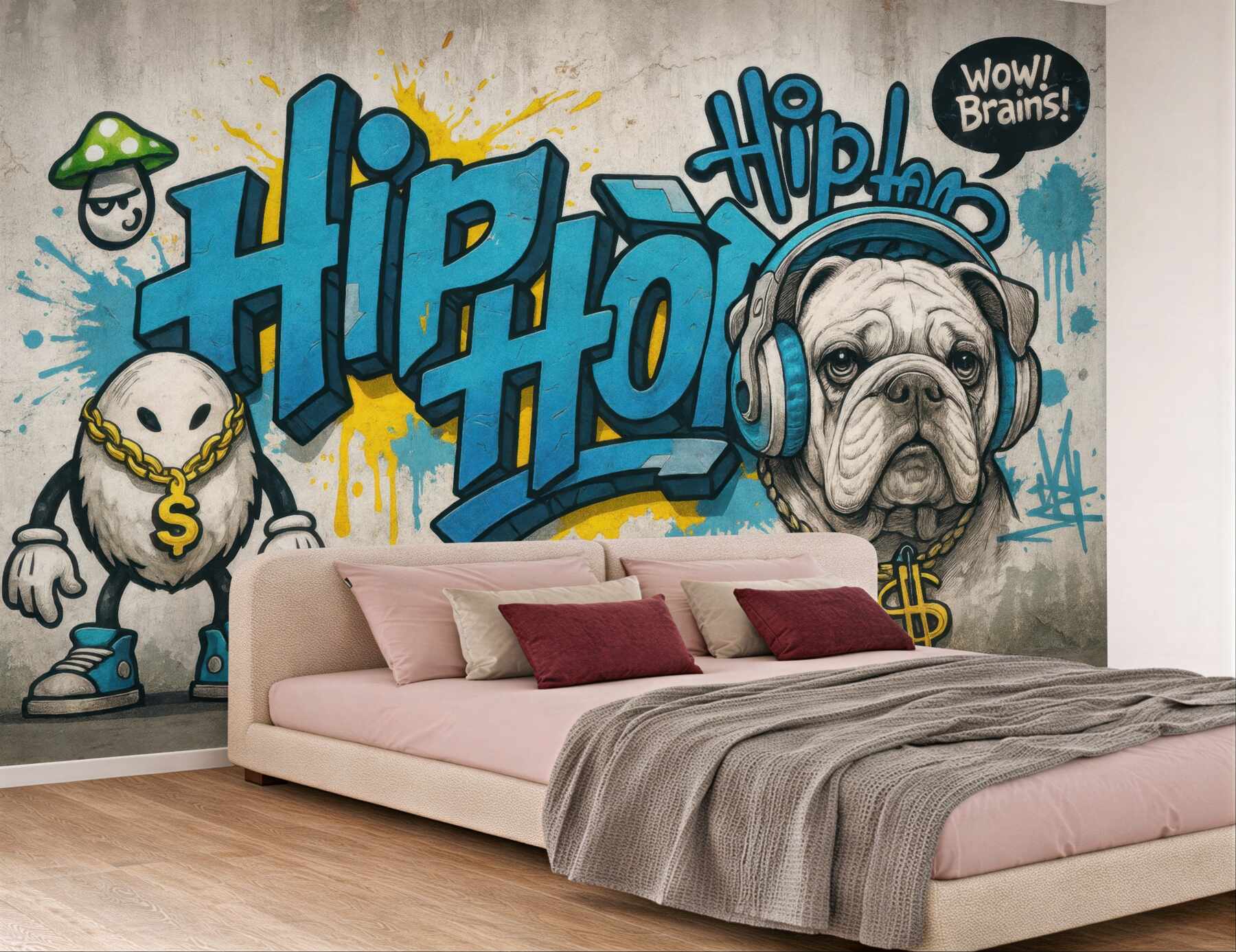 Fototapeta hiphopowy buldog w miejskim graffiti