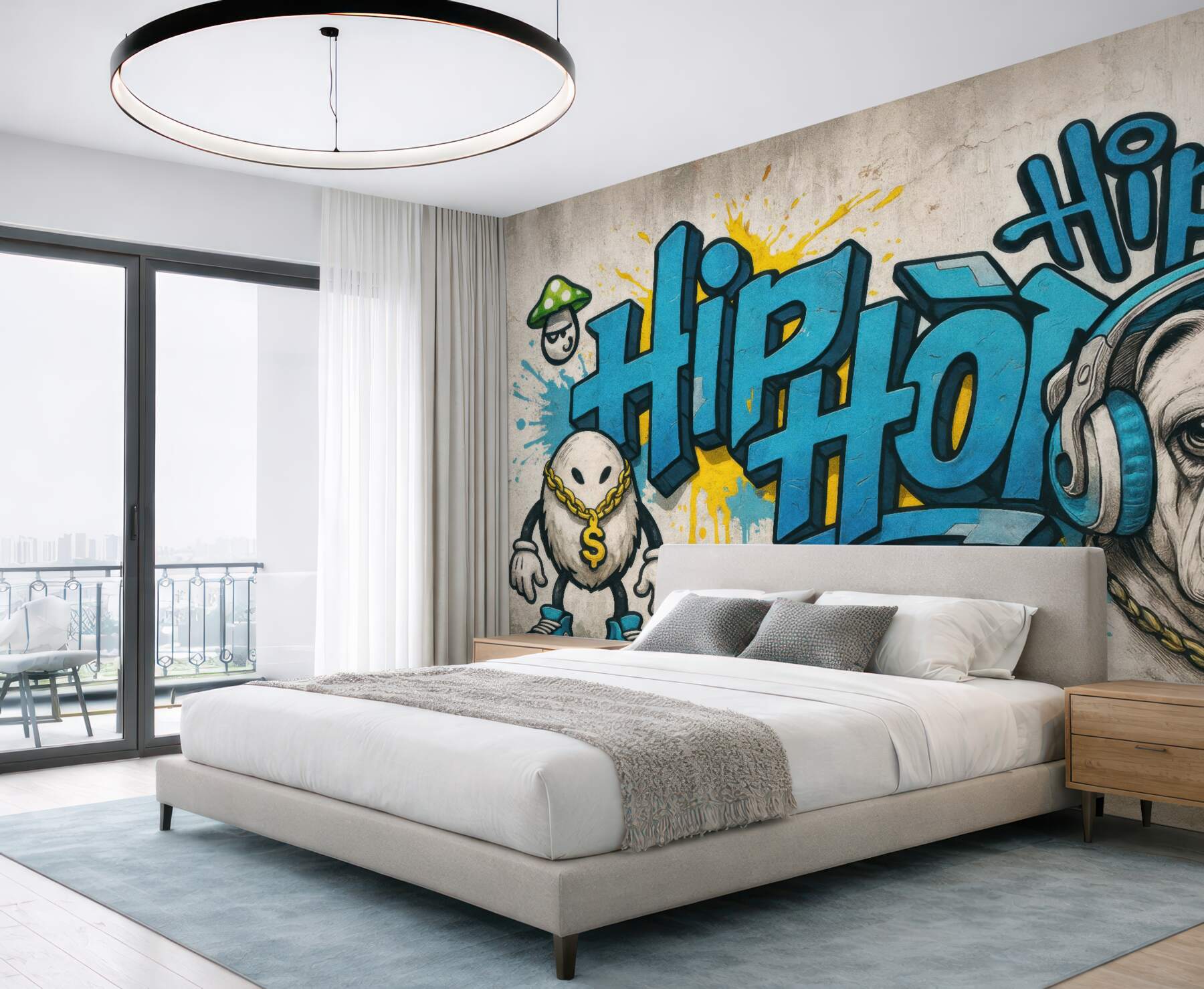 Fototapeta hiphopowy buldog w miejskim graffiti