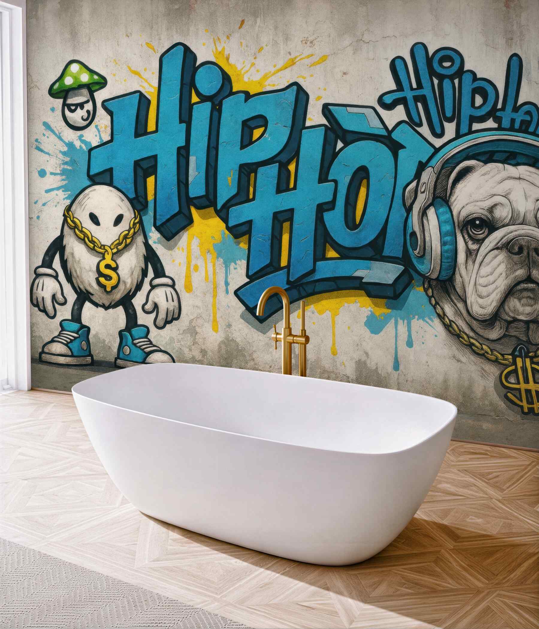 Fototapeta hiphopowy buldog w miejskim graffiti