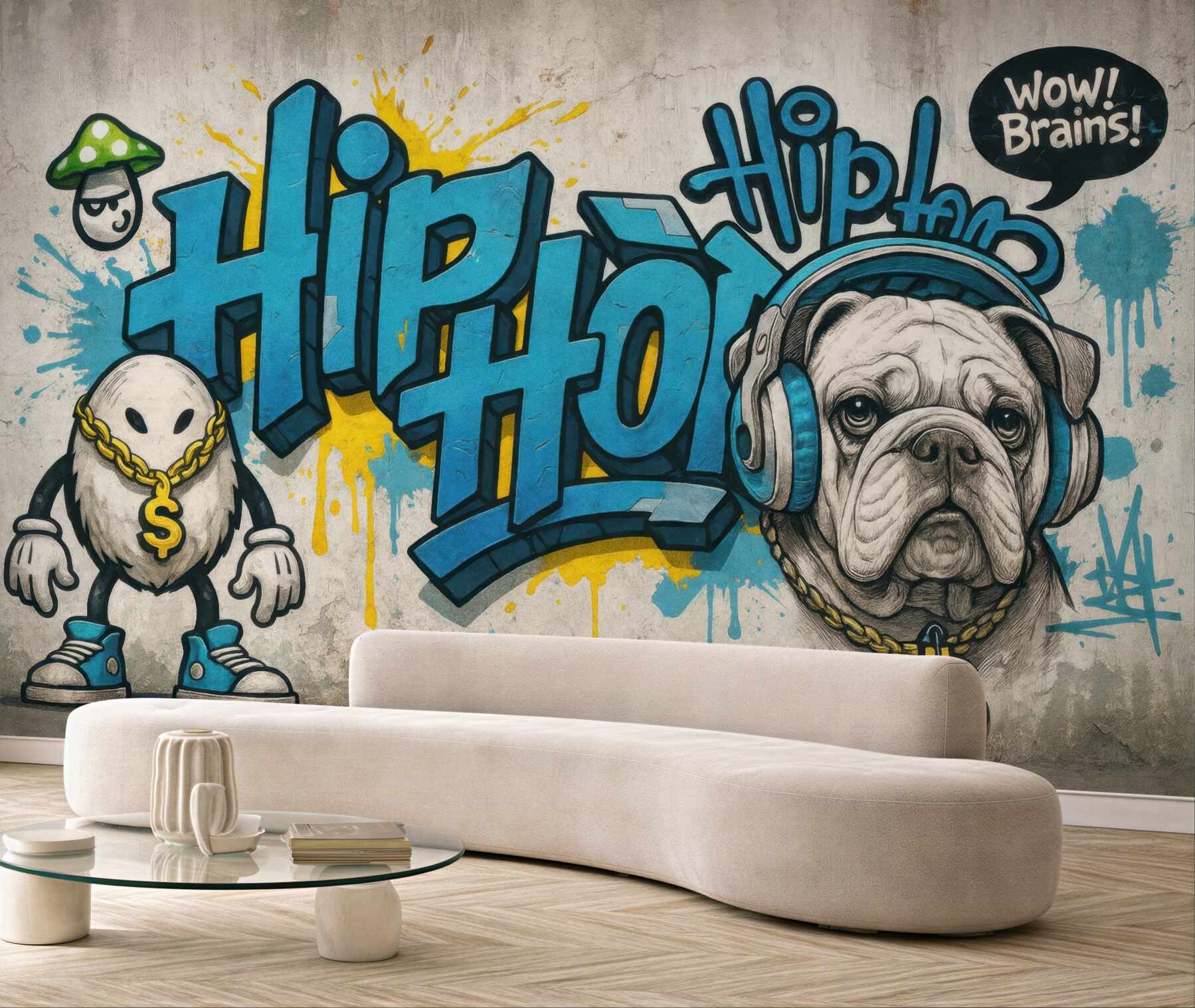 Fototapeta hiphopowy buldog w miejskim graffiti
