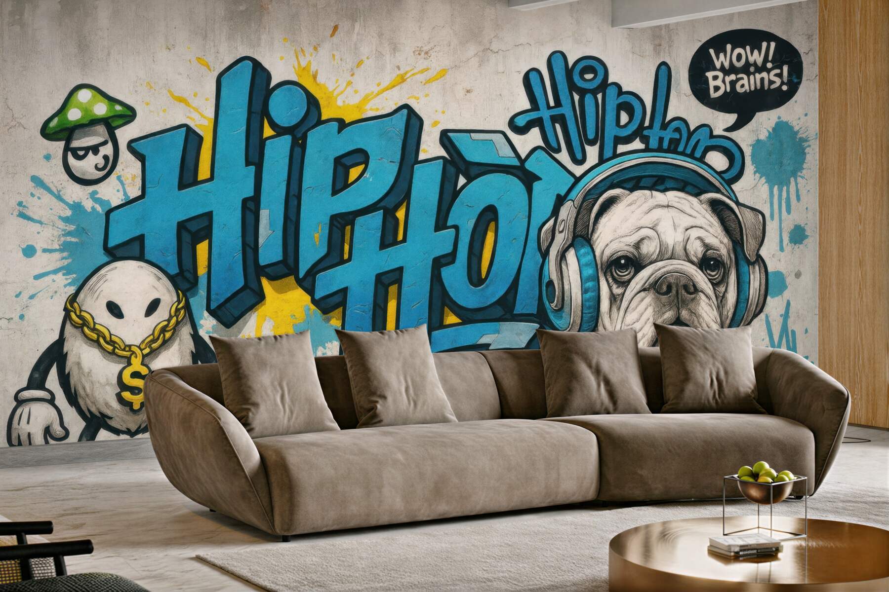 Fototapeta hiphopowy buldog w miejskim graffiti