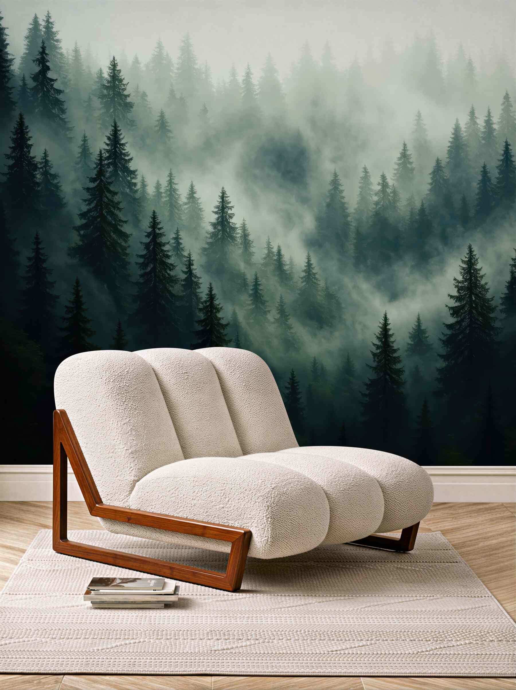 Fototapeta mglisty las świerkowy o świcie
