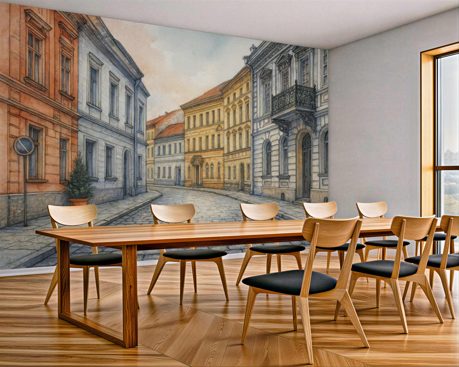 Fototapeta pastelowa uliczka w europejskim stylu