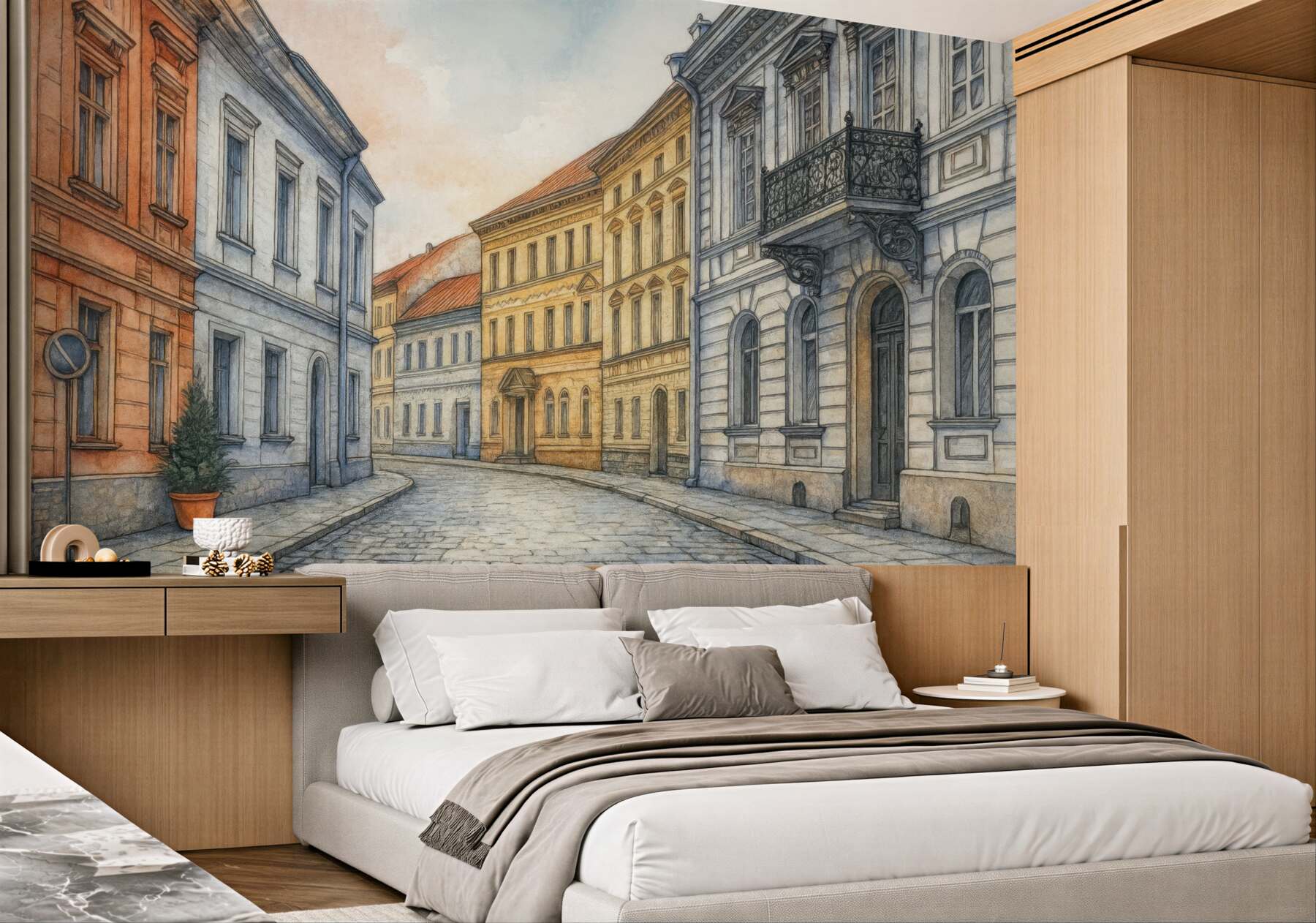 Fototapeta pastelowa uliczka w europejskim stylu
