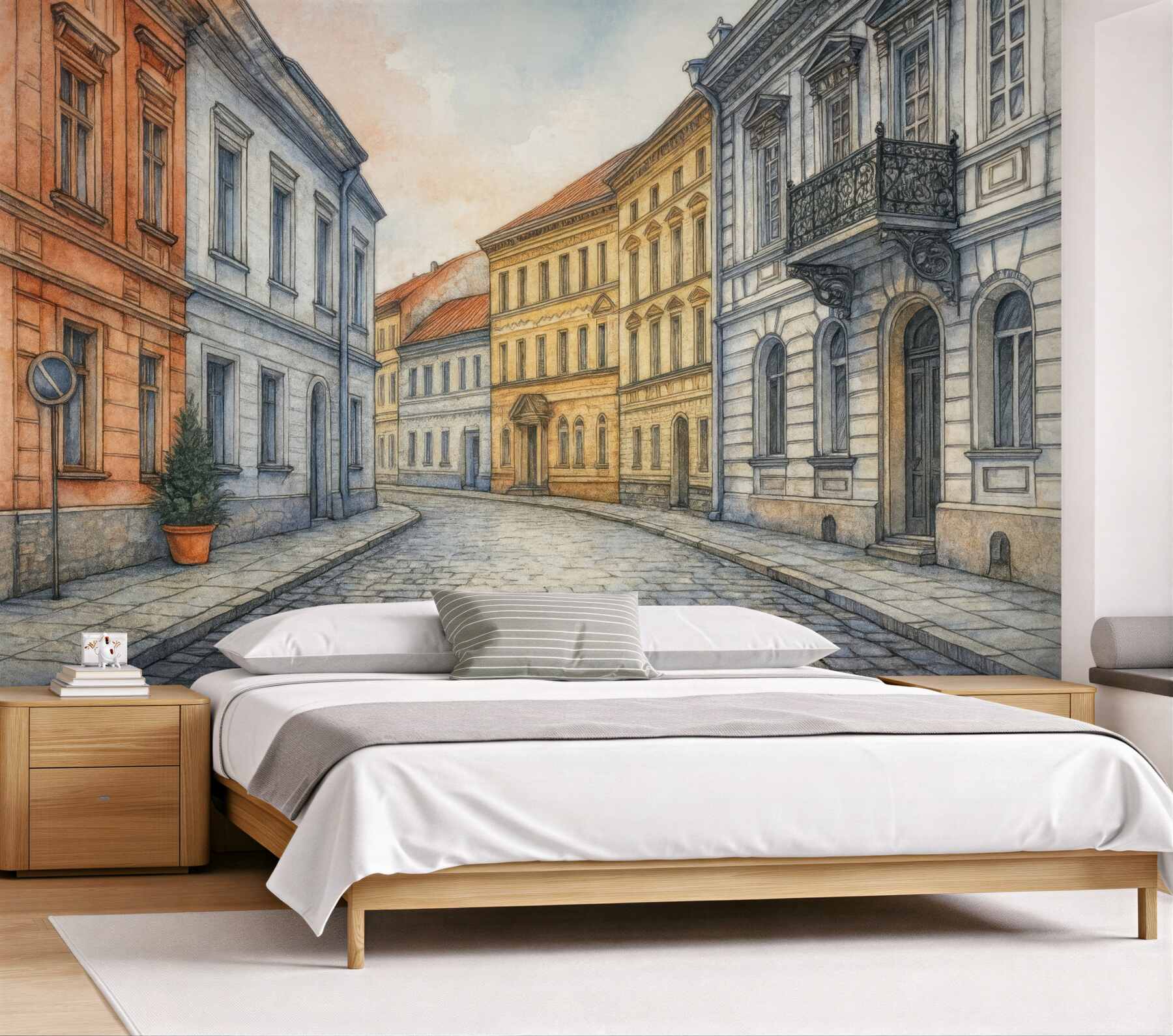 Fototapeta pastelowa uliczka w europejskim stylu
