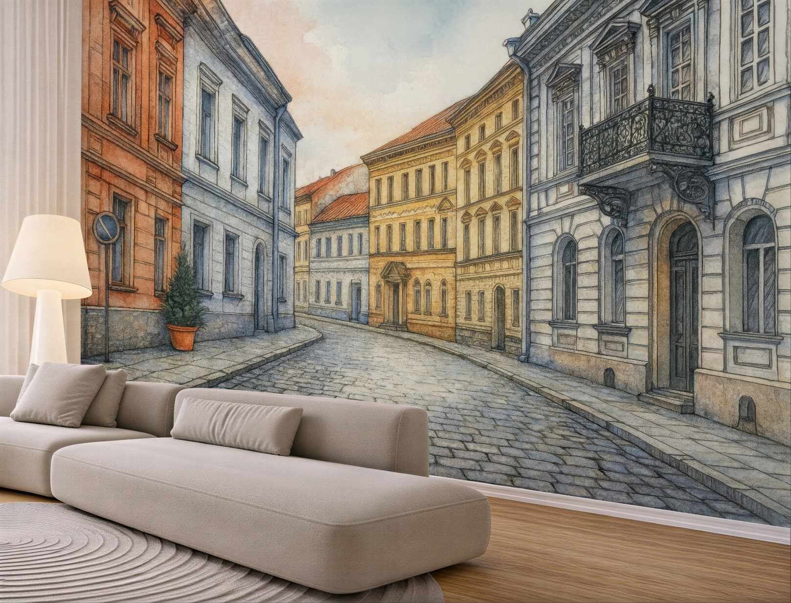 Fototapeta pastelowa uliczka w europejskim stylu