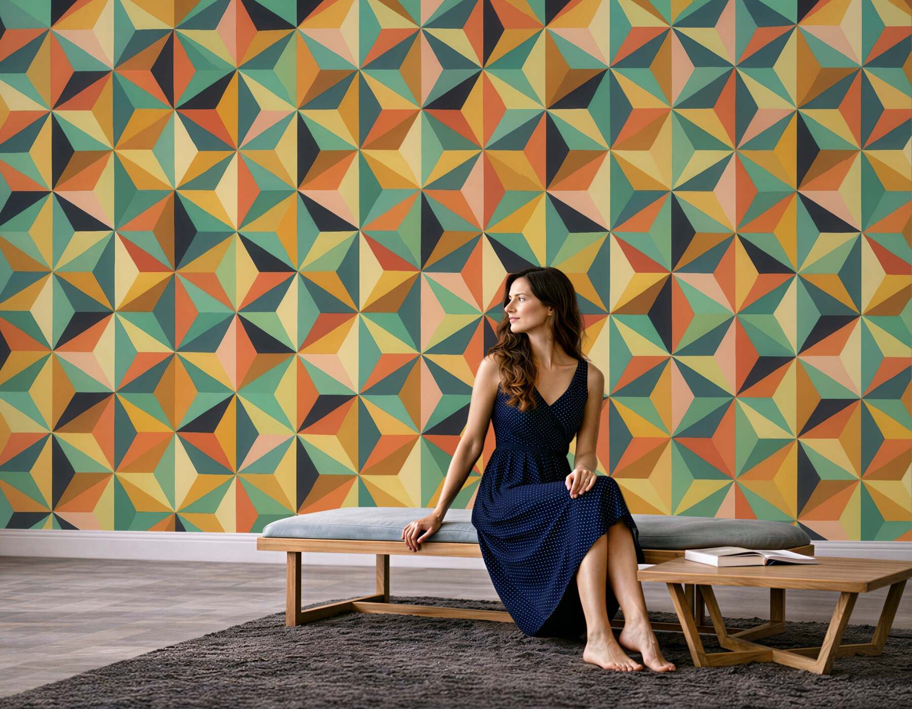 Fototapeta retro mozaika geometrycznych gwiazd