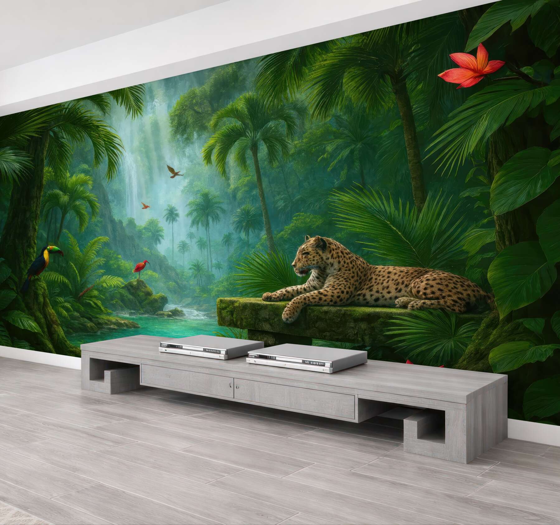 Fototapeta tropikalna laguna z jaguarem