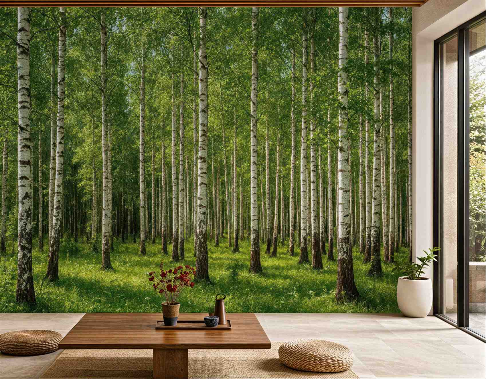 Fototapeta słoneczny brzozowy las