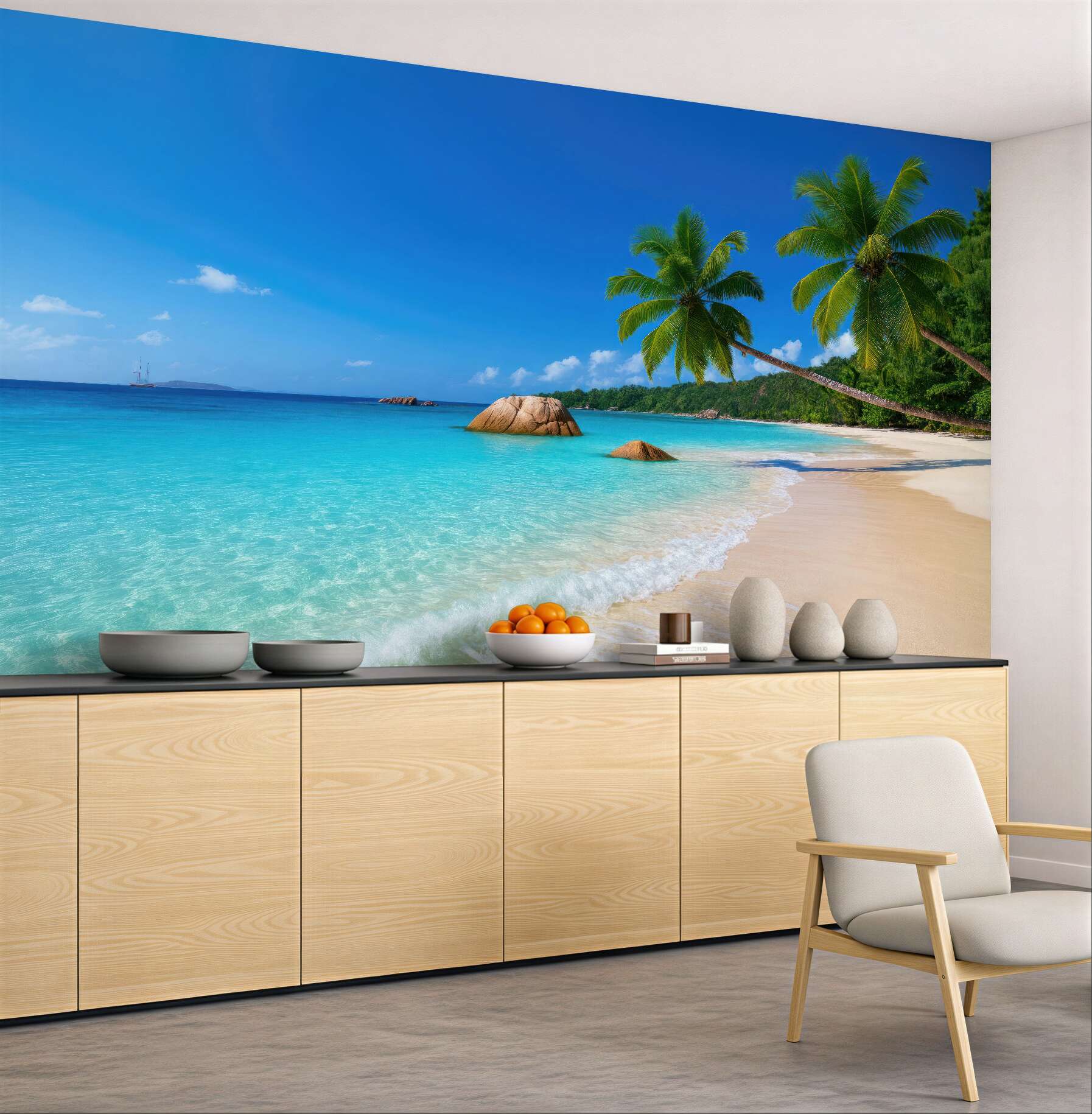 Fototapeta rajska plaża z palmami i turkusem