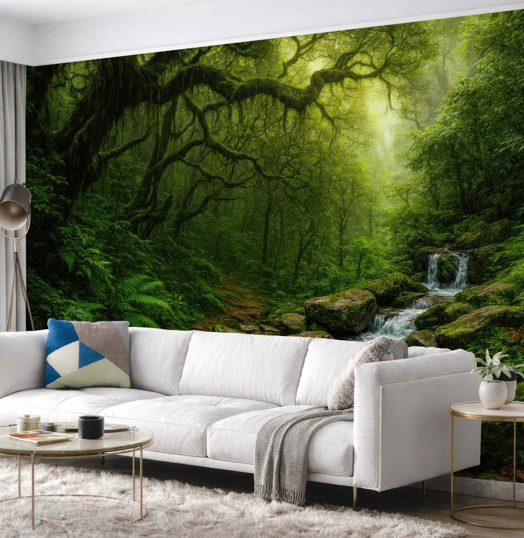 Fototapeta magiczny leśny strumień w zieleni