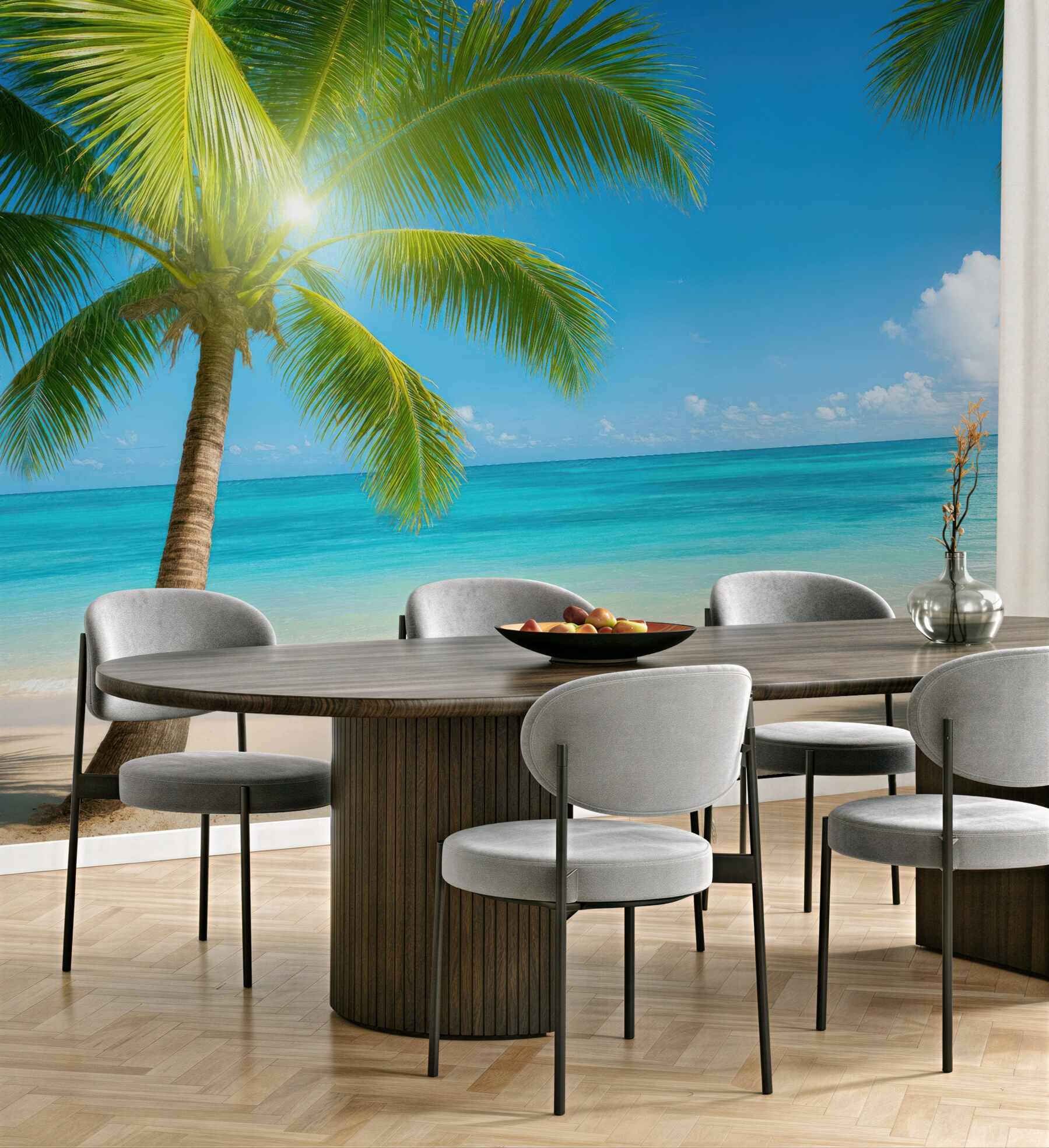 Fototapeta rajska plaża pod palmami