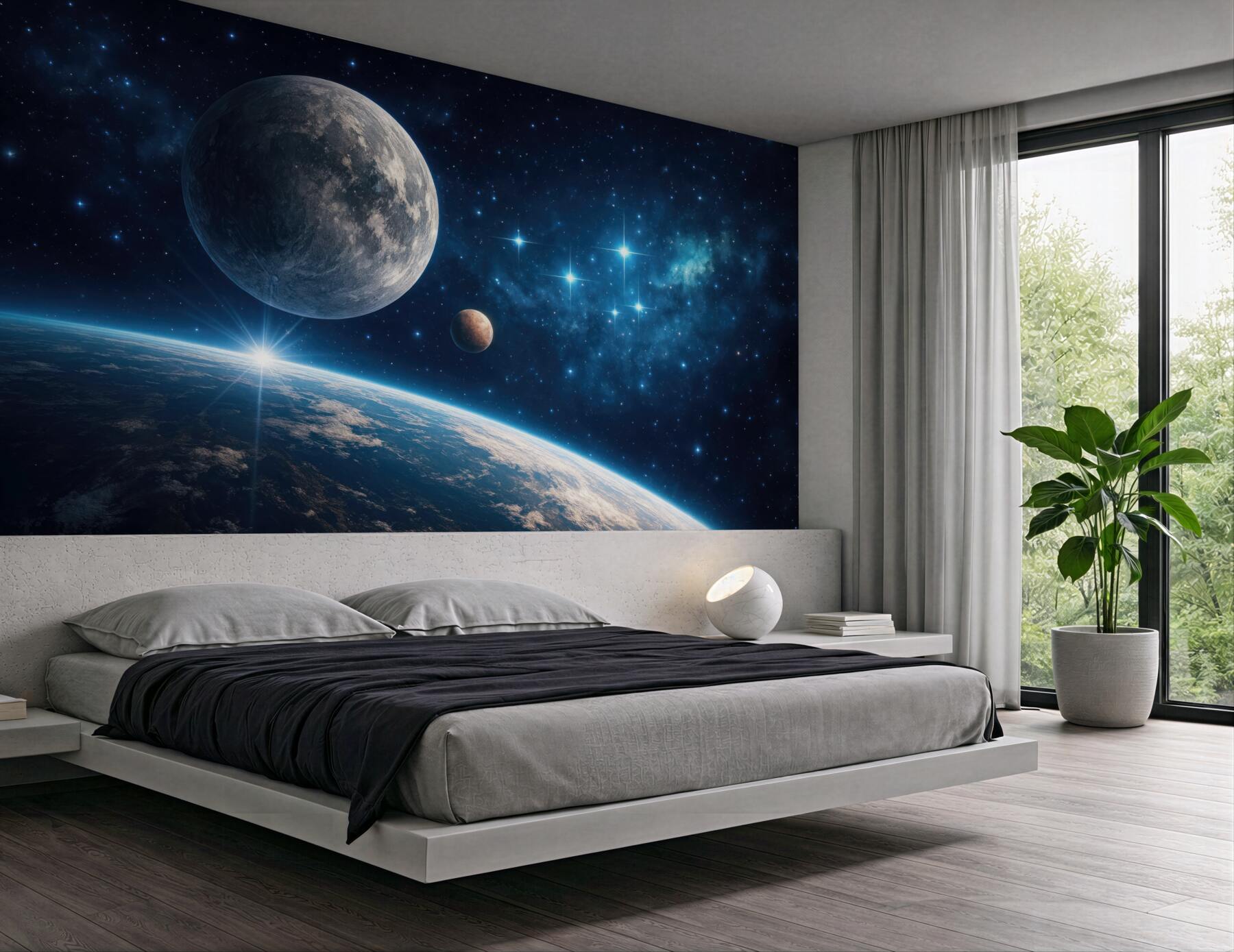 Fototapeta kosmiczny wschód nad planetarnym horyzontem