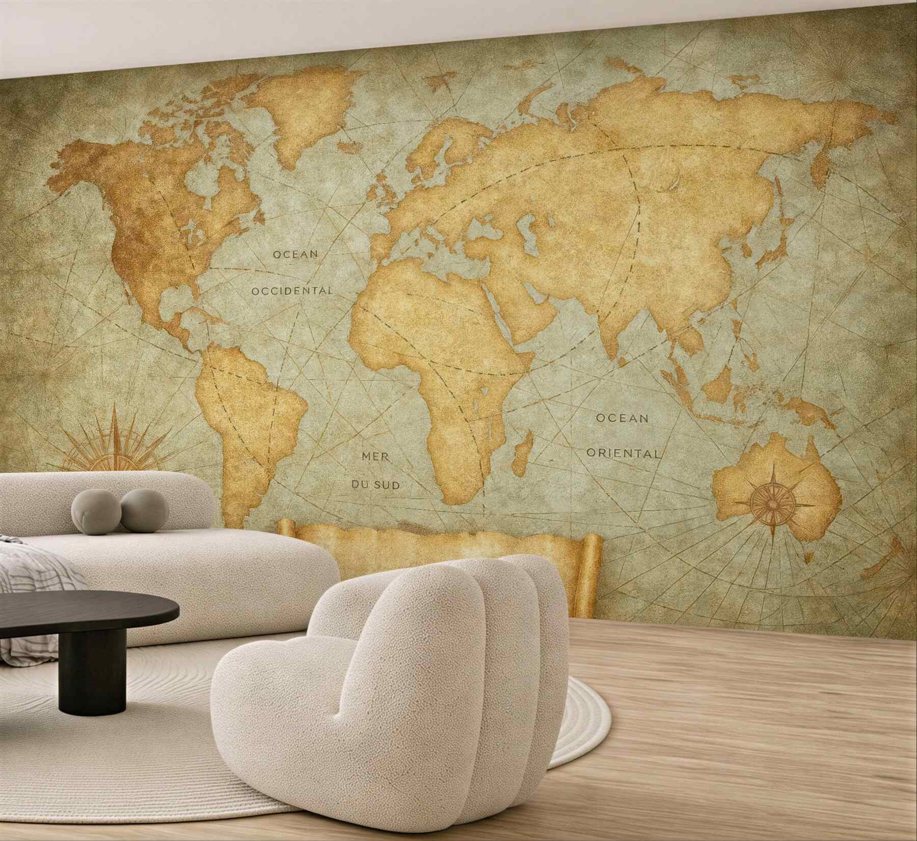 Fototapeta vintage mapa świata na pergaminie