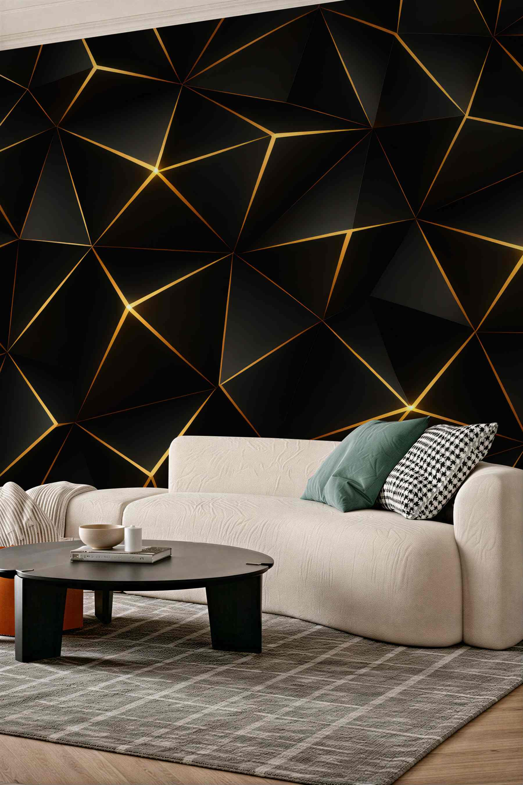 Fototapeta geometryczna czerń z złotym blaskiem
