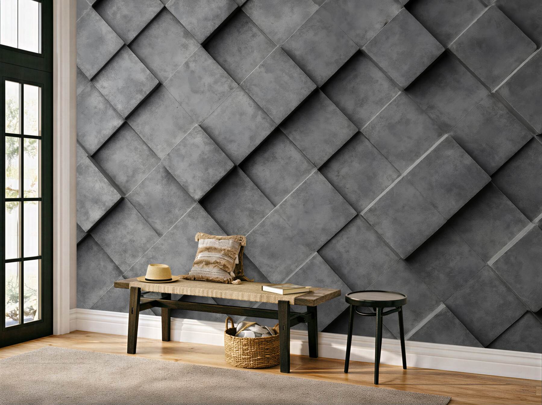 Fototapeta grafitowa geometryczna mozaika 3d