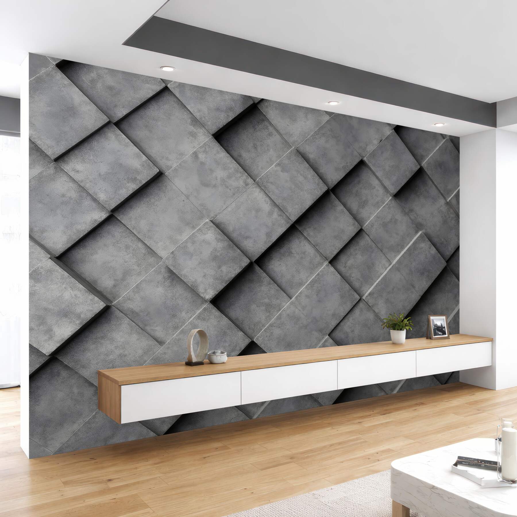 Fototapeta grafitowa geometryczna mozaika 3d