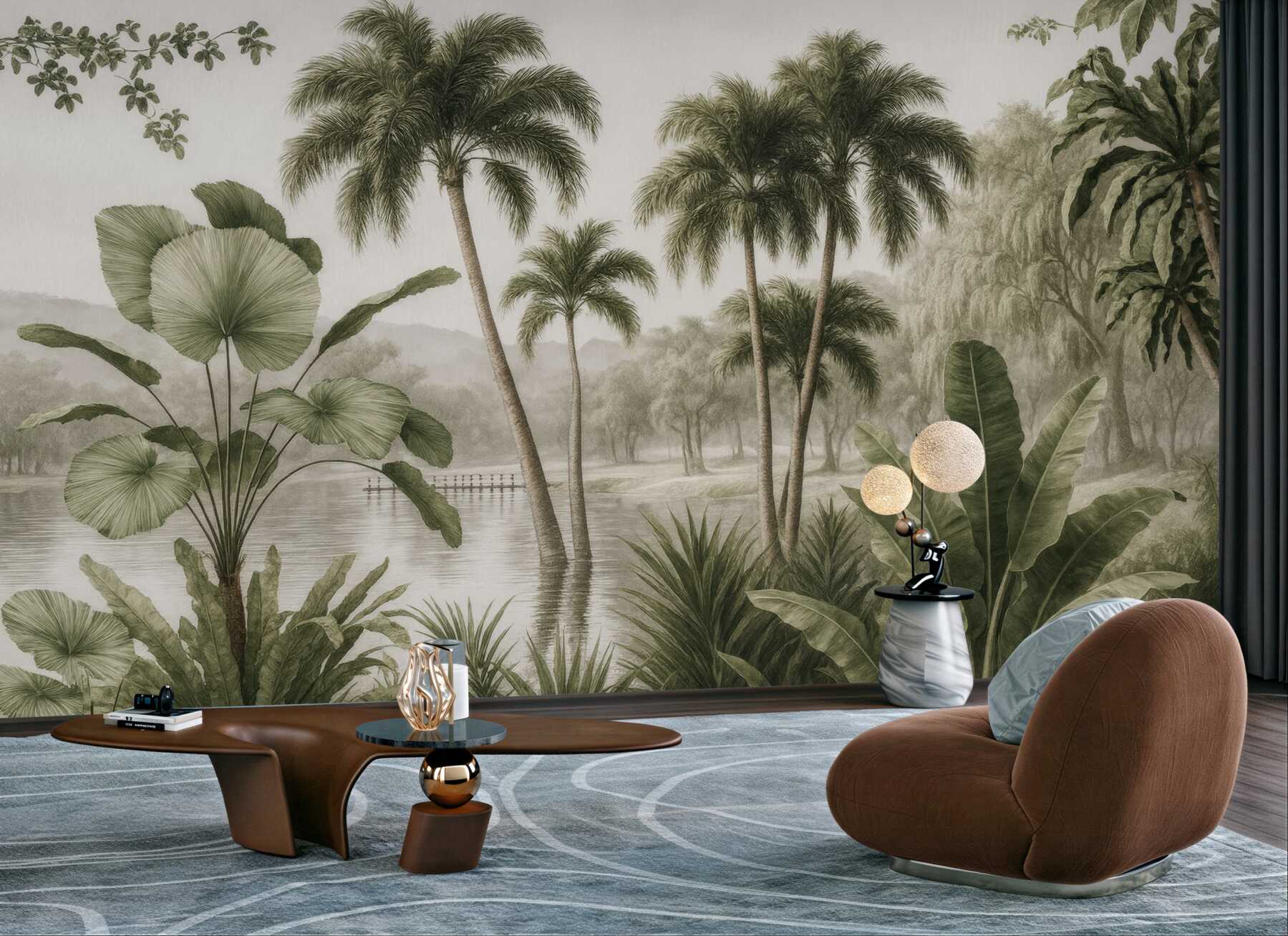 Fototapeta spokojna tropikalna laguna z palmami