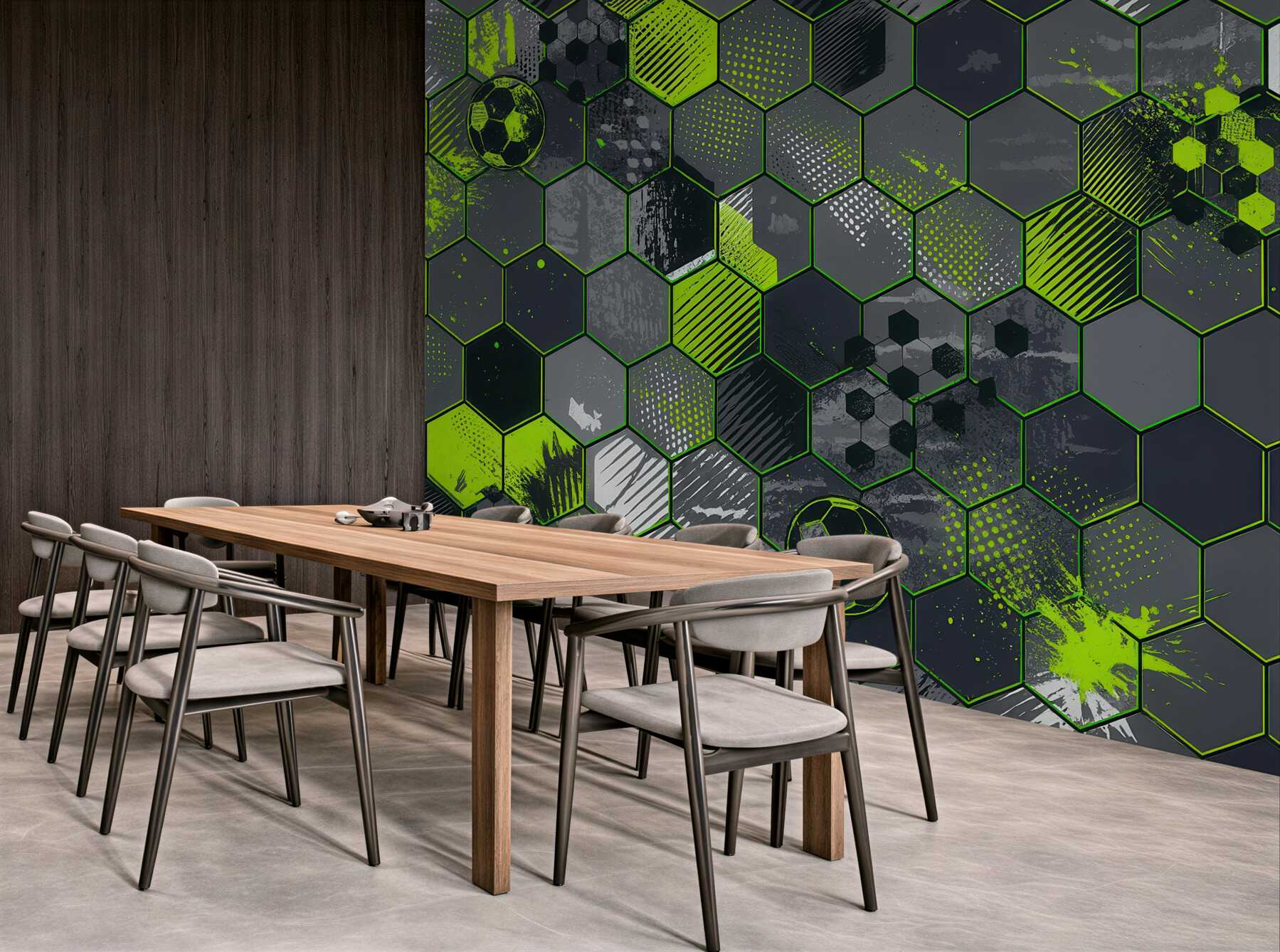 Fototapeta piłkarska mozaika neonowych hexagonów