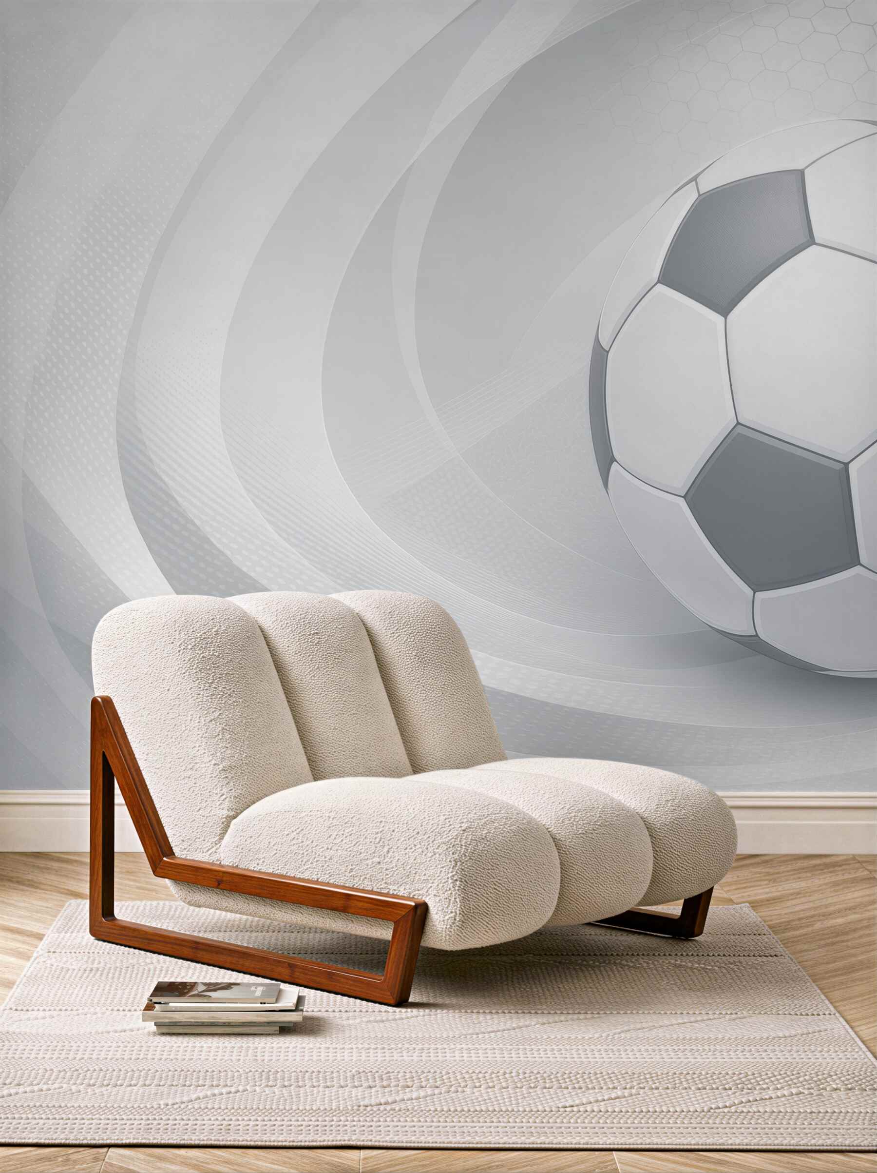 Fototapeta minimalistyczna piłka w srebrnej dynamice